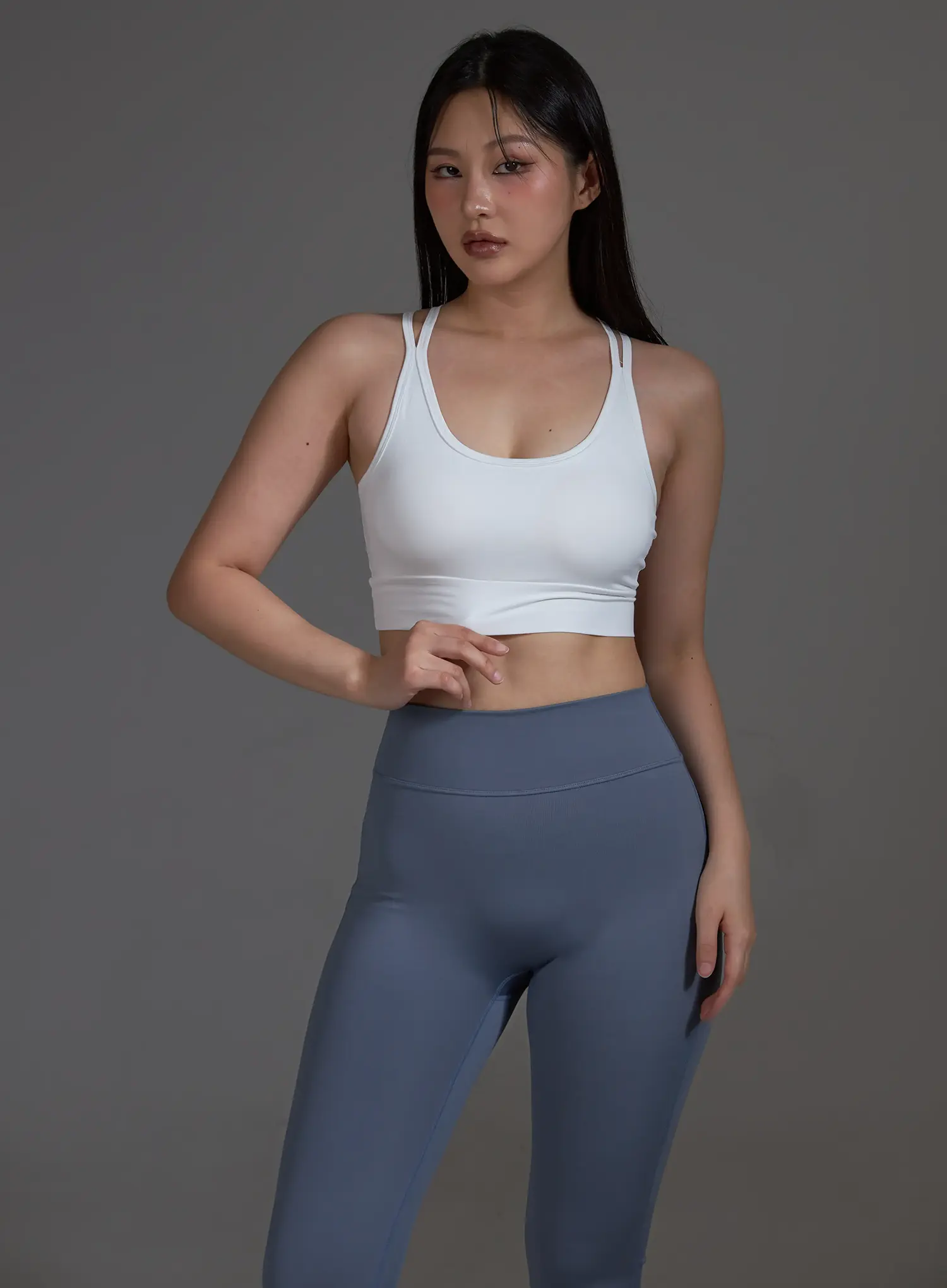 Cross Back Sports Bra Top (White) IO517 - Image 2