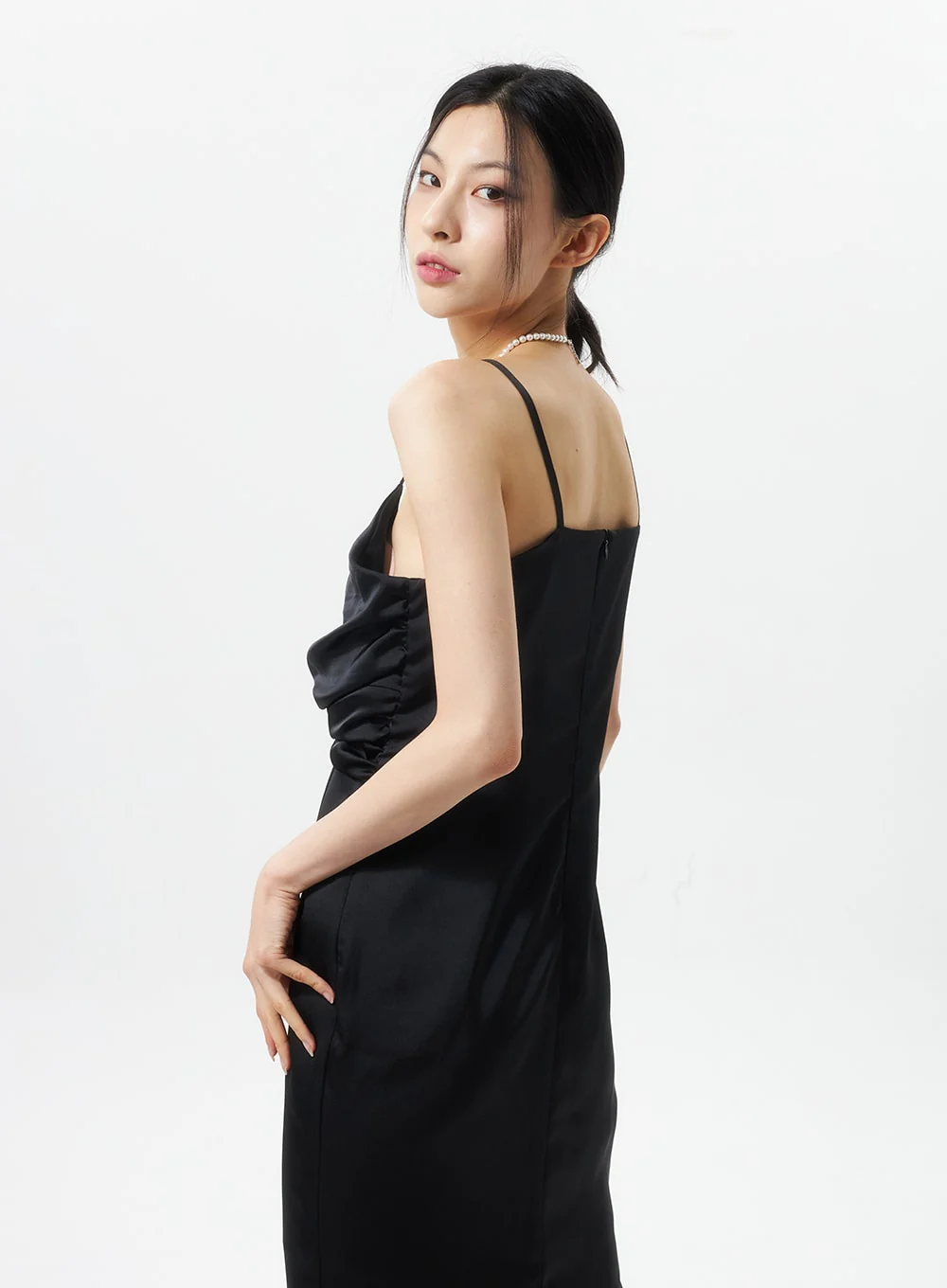 Cross Bust Satin Maxi Dress IU326 - Image 11