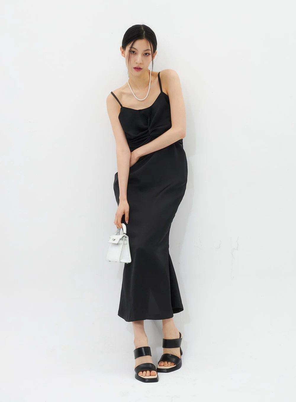 Cross Bust Satin Maxi Dress IU326 - Image 13