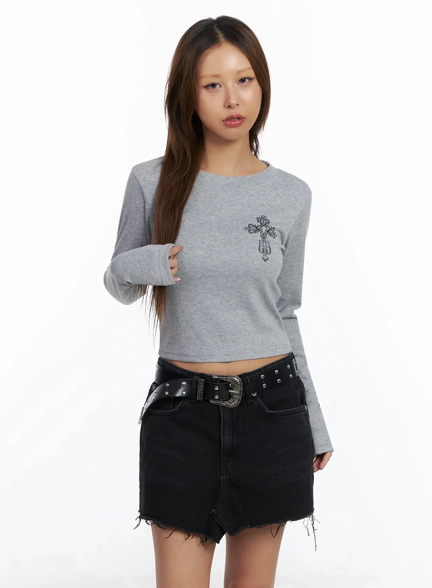 Cross Graphic Crop Top IN528 - Image 11