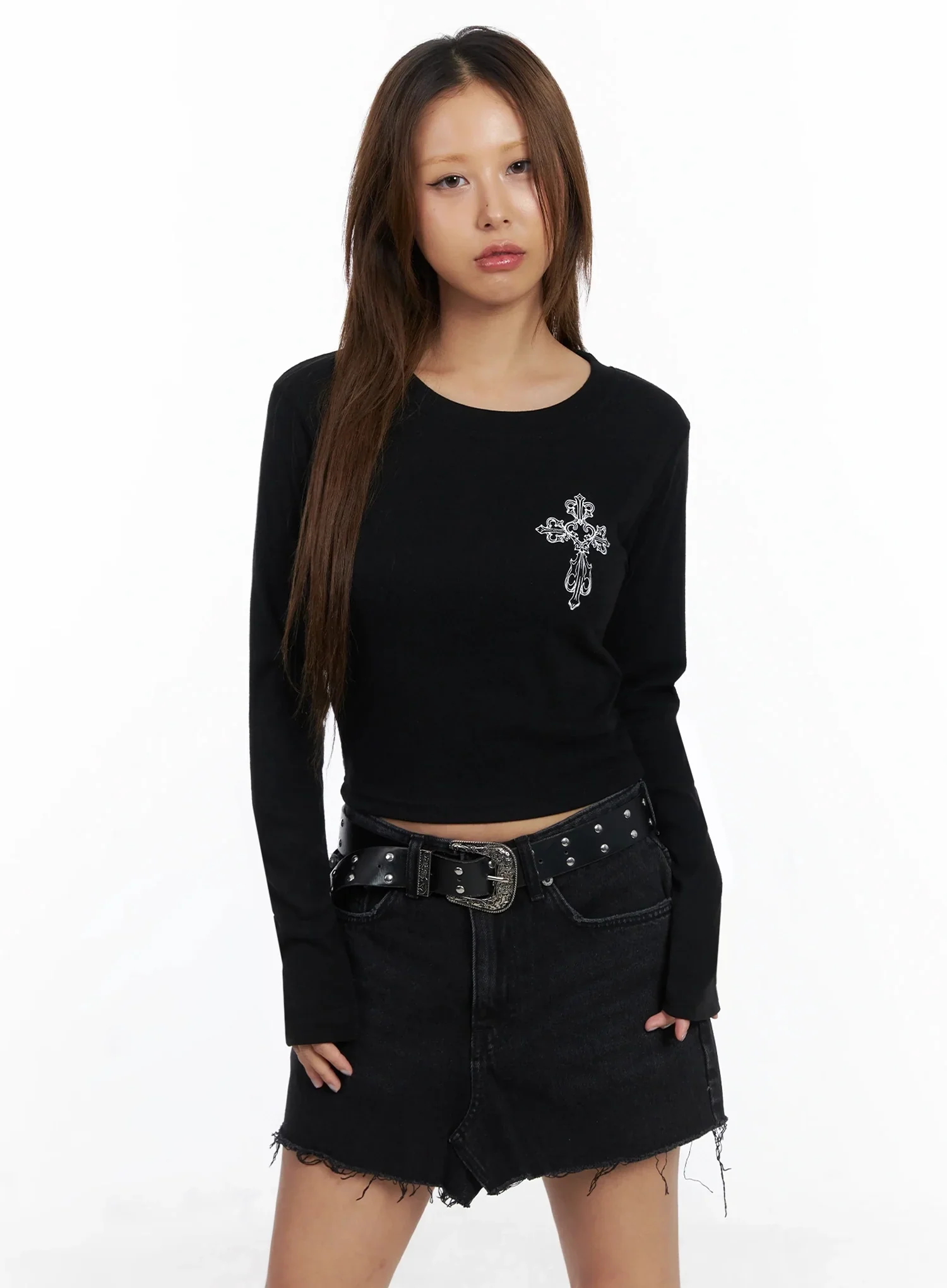 Cross Graphic Crop Top IN528 - Image 12