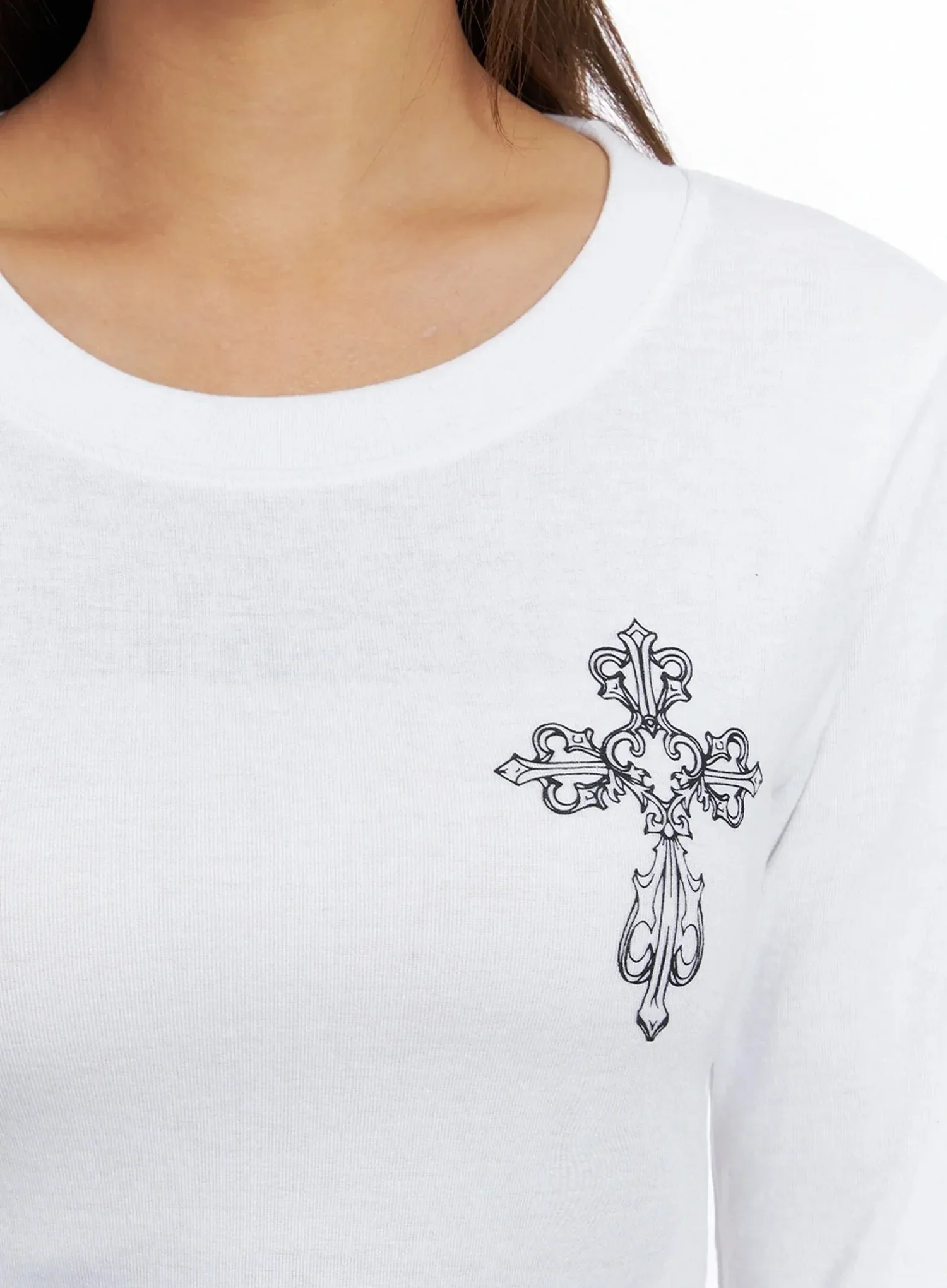 Cross Graphic Crop Top IN528 - Image 3