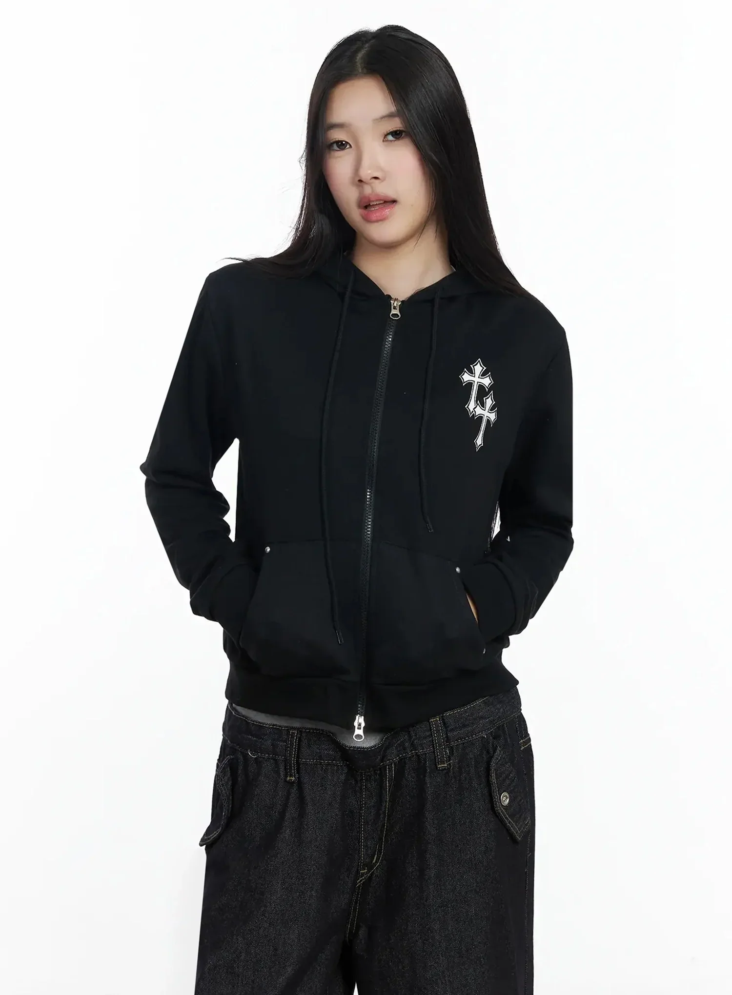 Cross Graphic Zip-Up Hoodie IM506 - Image 16