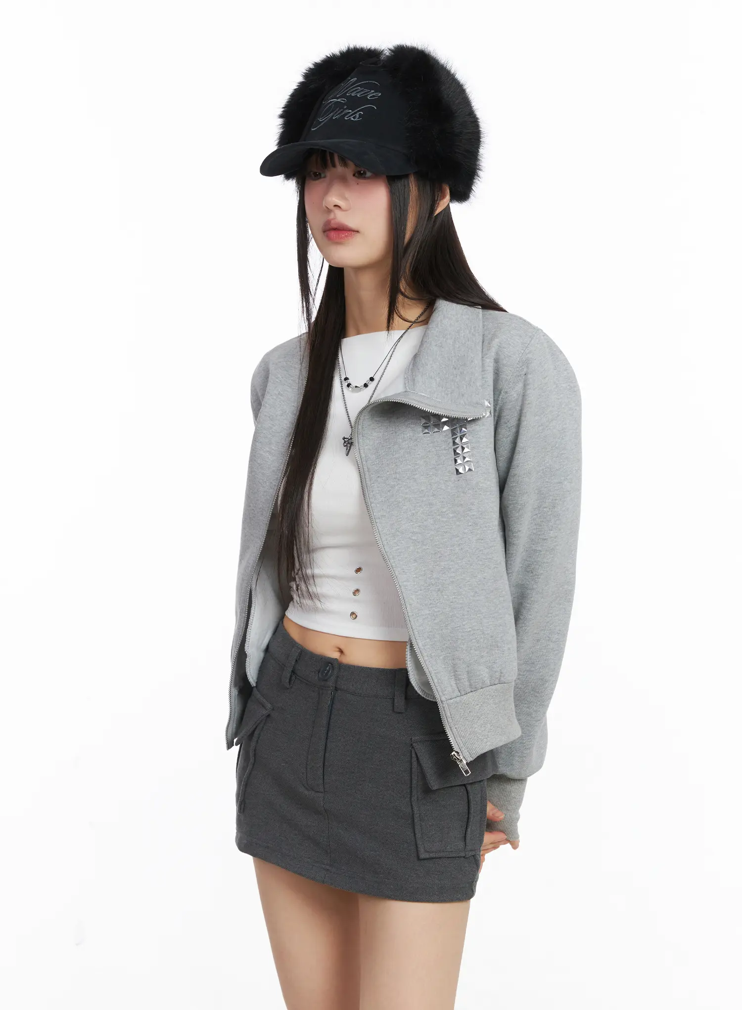 Cross Stud Zip-Up Jacket CJ501 - Image 11