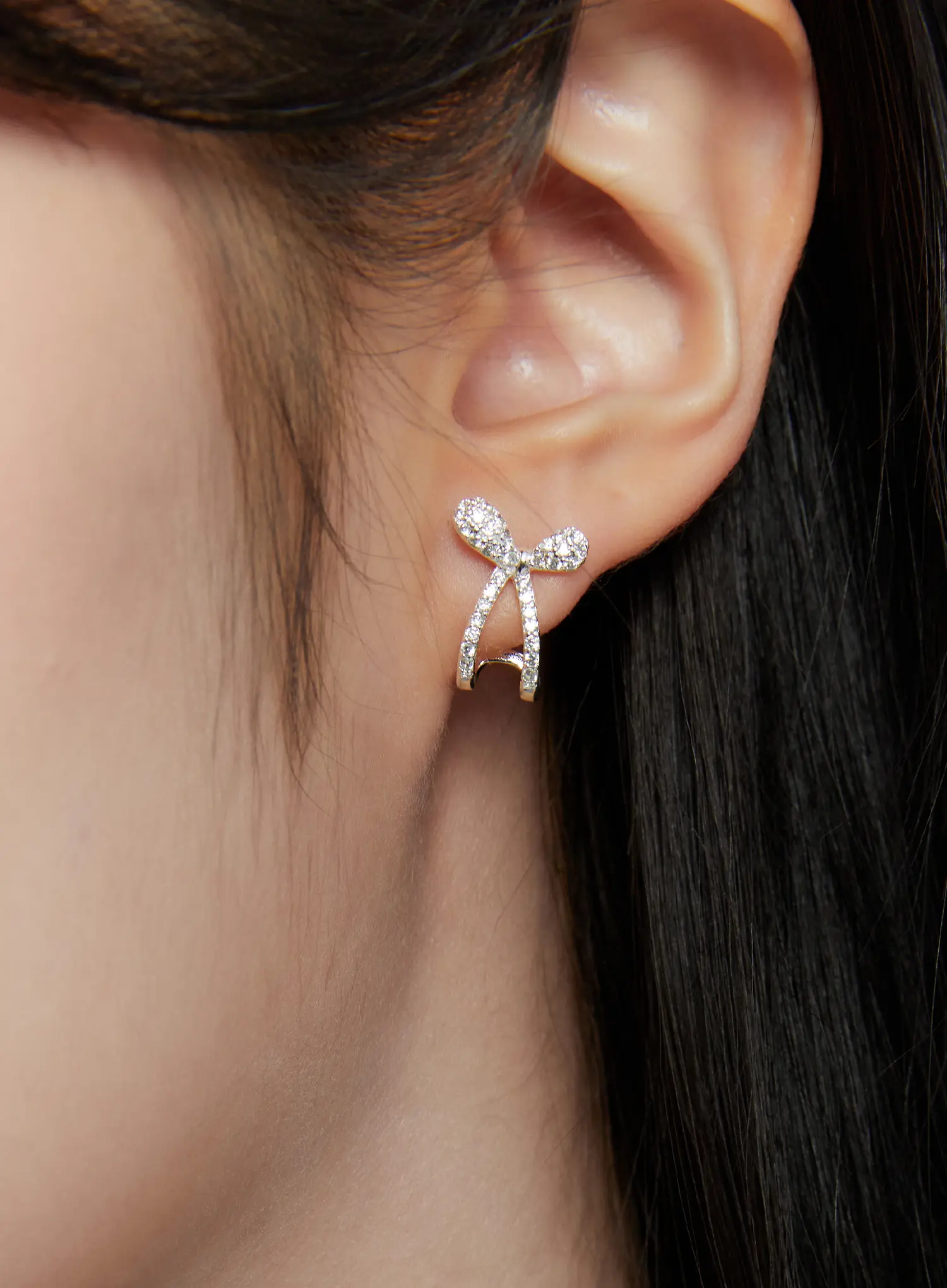 Cubic Bow Stud Earrings CD514