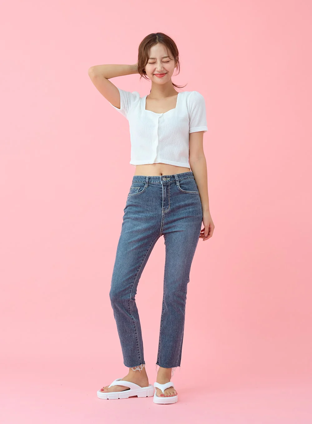 Cut Hem Span Skinny Pants BU29 - Image 5