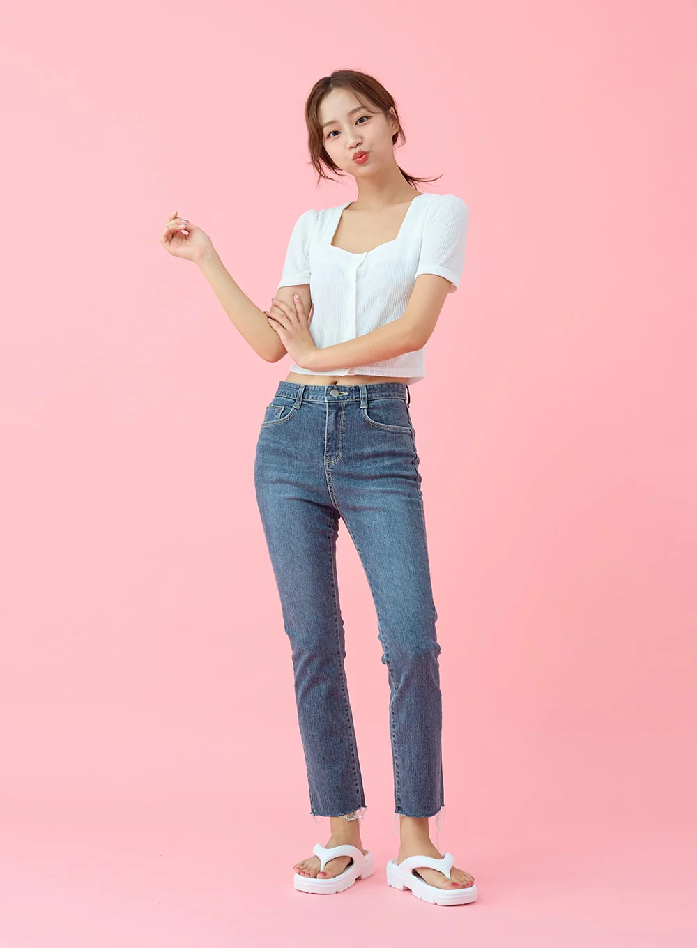 Cut Hem Span Skinny Pants BU29 - Image 9