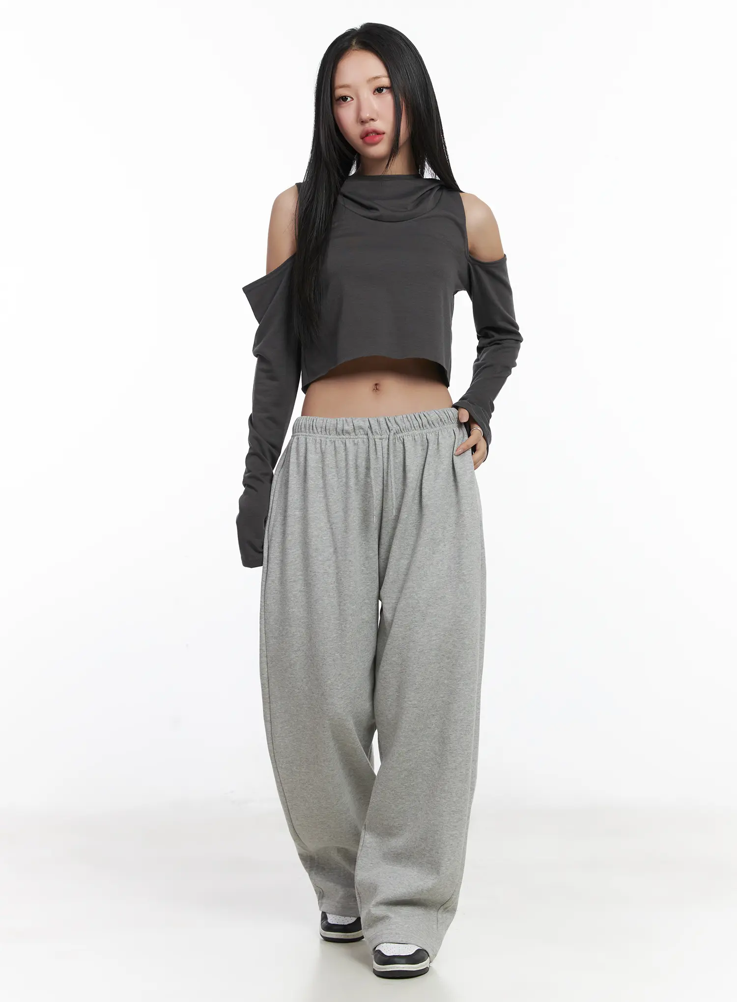 Cut-Out Crop Hood Long Sleeve Top CD529 - Image 3