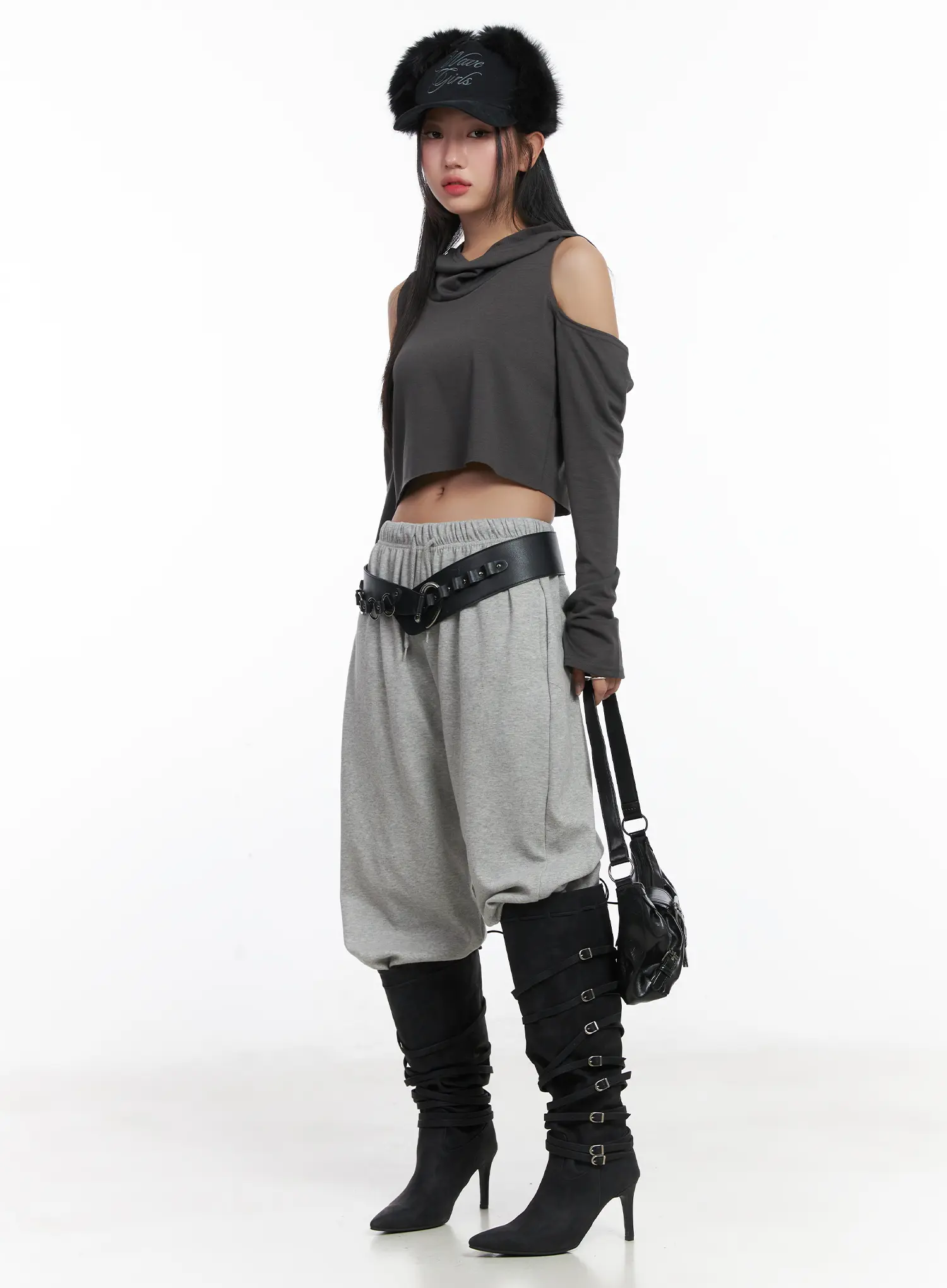 Cut-Out Crop Hood Long Sleeve Top CD529 - Image 7