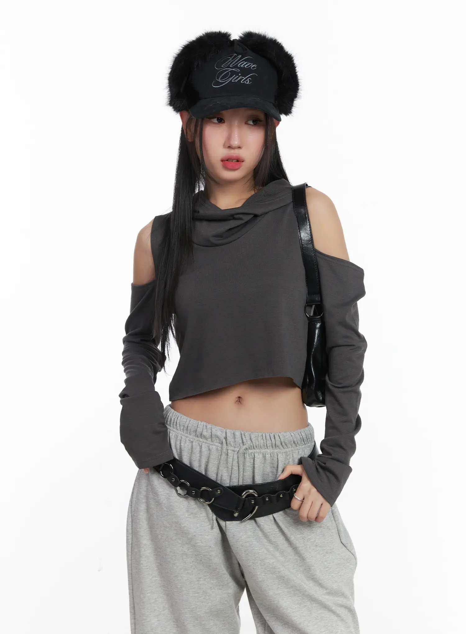Cut-Out Crop Hood Long Sleeve Top CD529 - Image 9