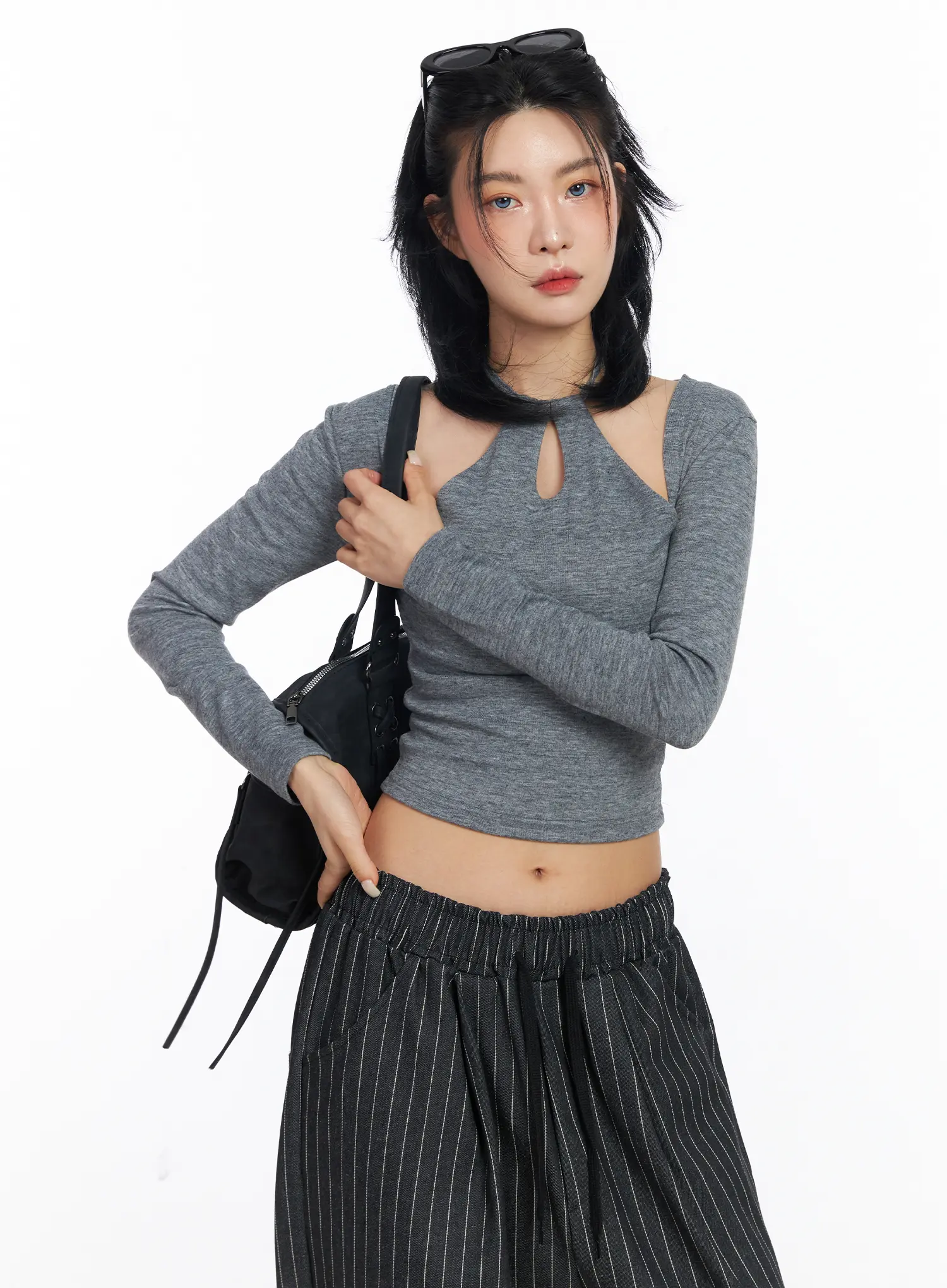 Cut-Out Halter Crop Top CJ523