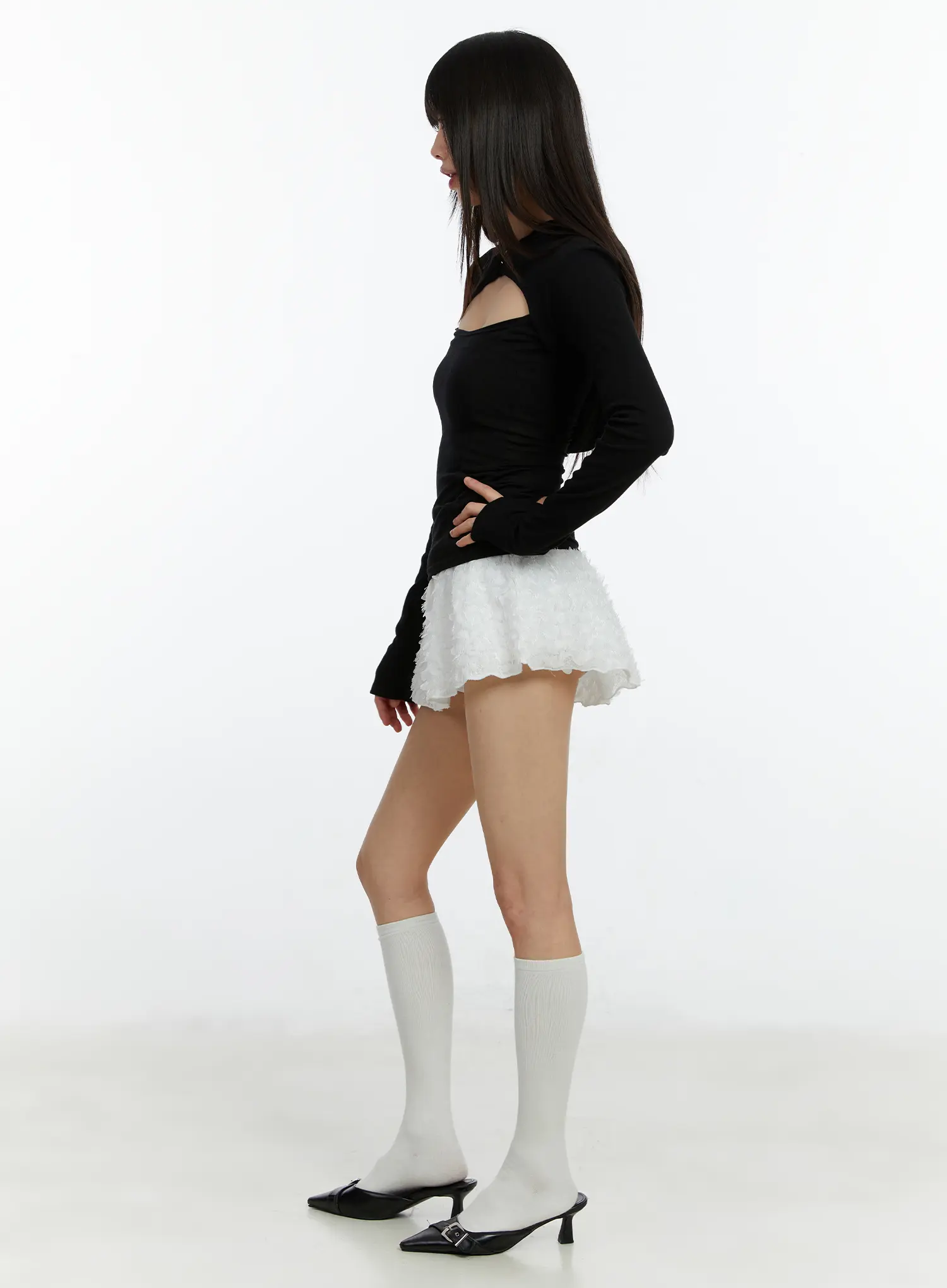 Cut-Out Hooded Long Sleeve Tee CF510 - Image 4