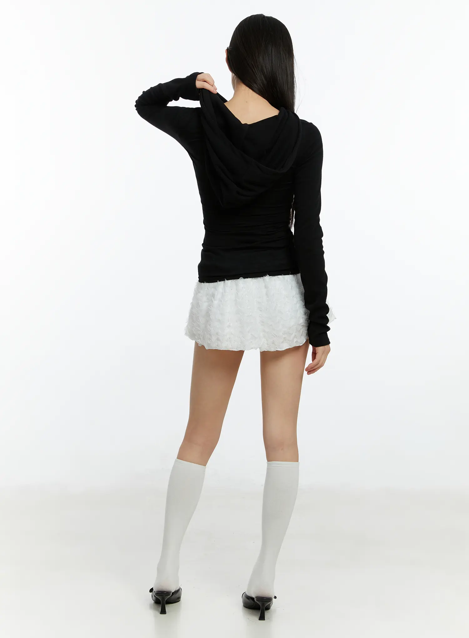 Cut-Out Hooded Long Sleeve Tee CF510 - Image 5
