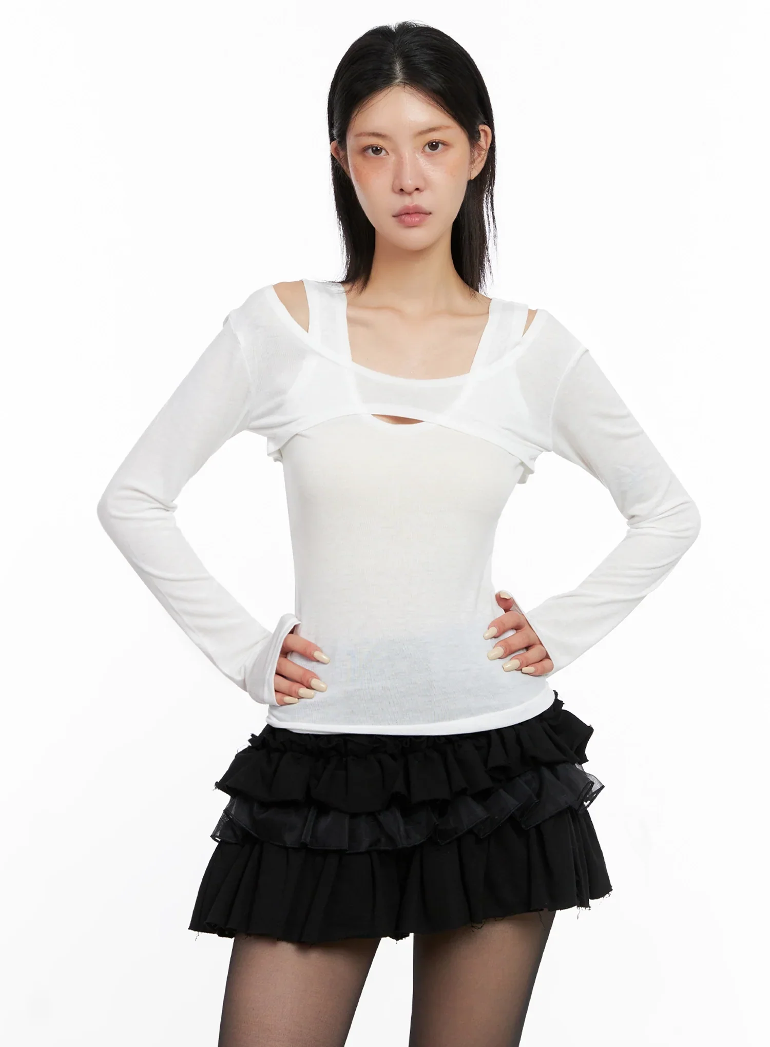 Cut Out Long Sleeve Top IS508 - Image 10