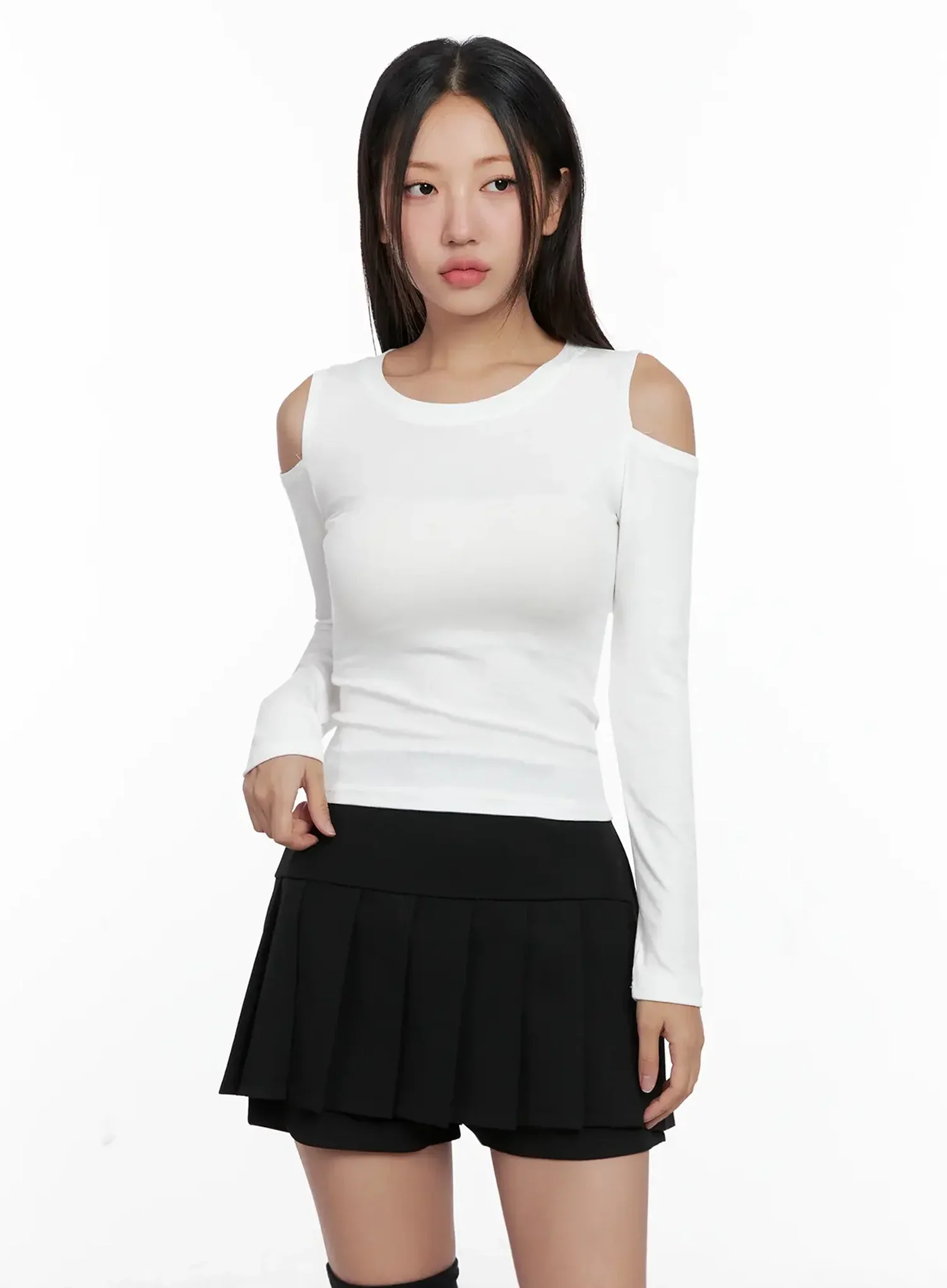 Cut-Out Ribbed Off-Shoulder Top IG527 - Image 5