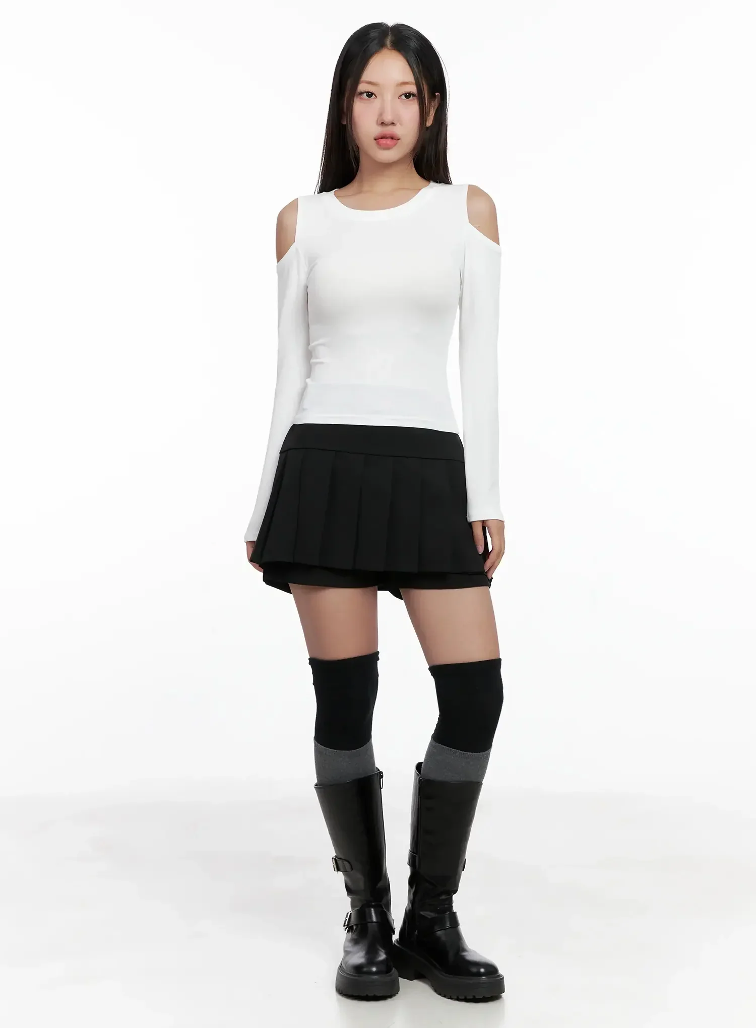 Cut-Out Ribbed Off-Shoulder Top IG527 - Image 7
