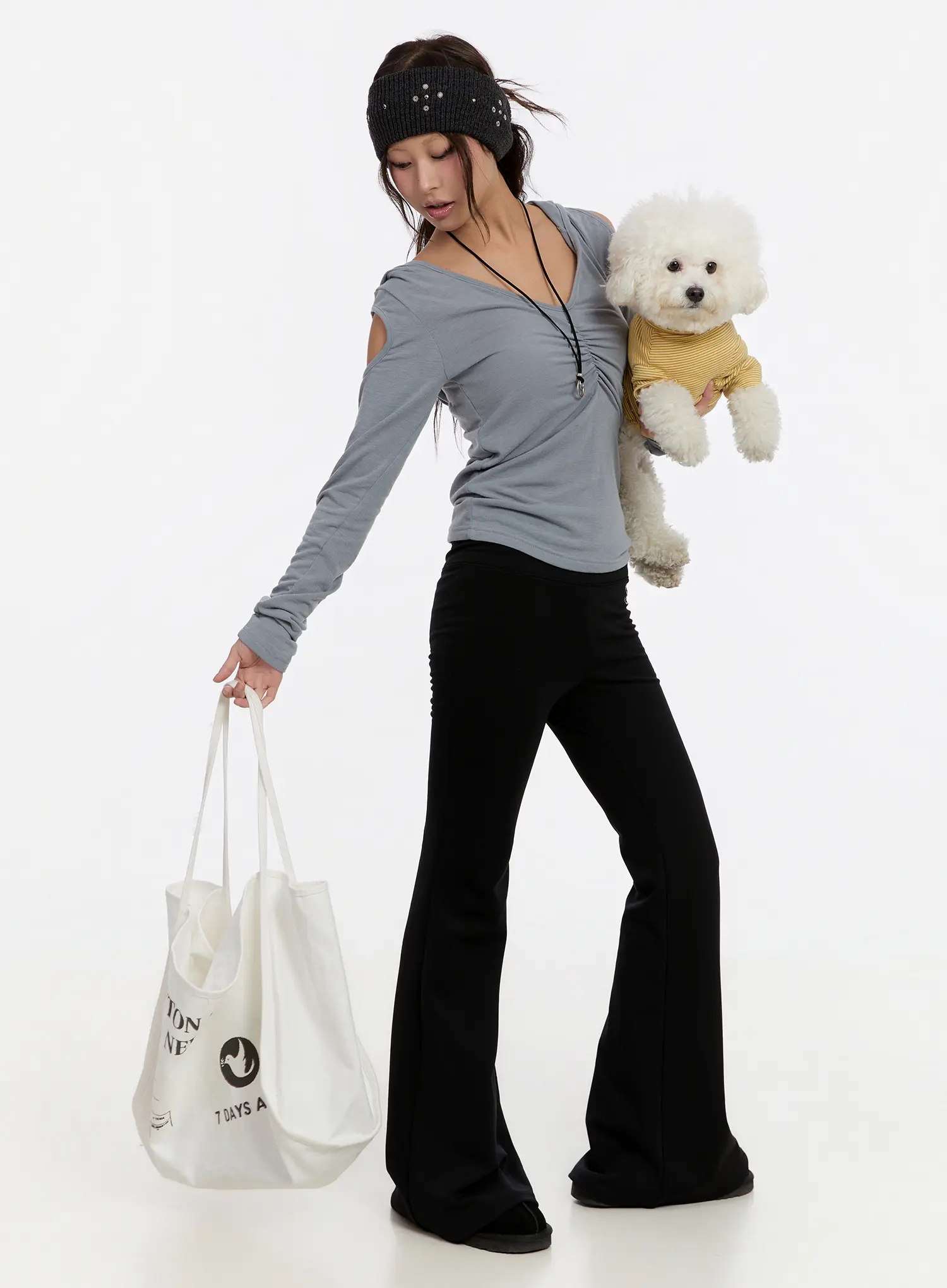 Cut-Out Shirred Hoodie CN527 - Image 8