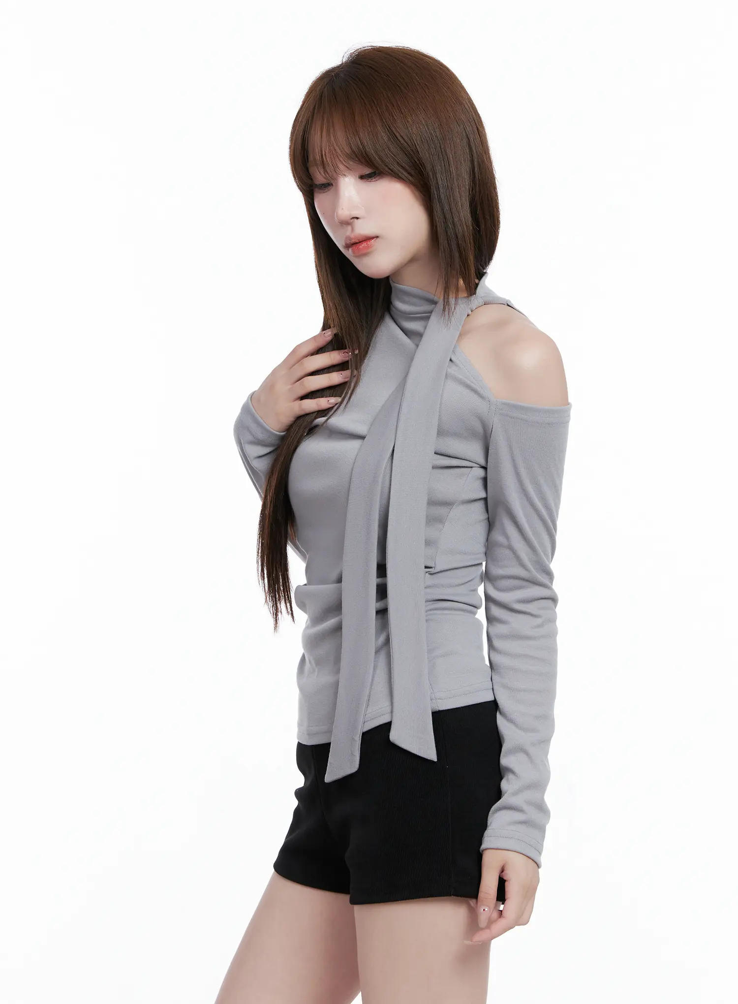 Cut-Out Shoulder Turtleneck Top CG529 - Image 6
