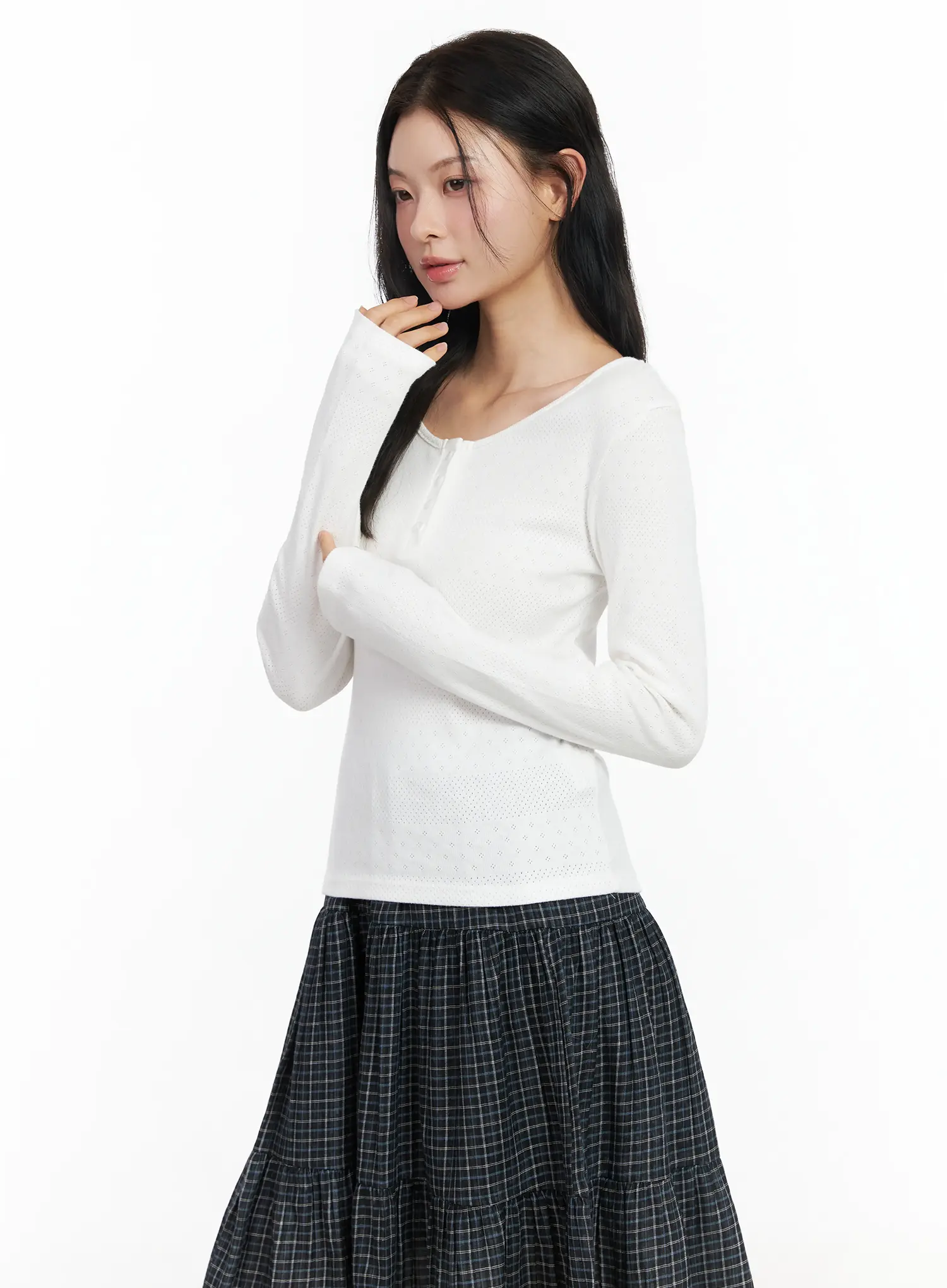 Cute Wide Neck Long Sleeve Top IM524 - Image 5