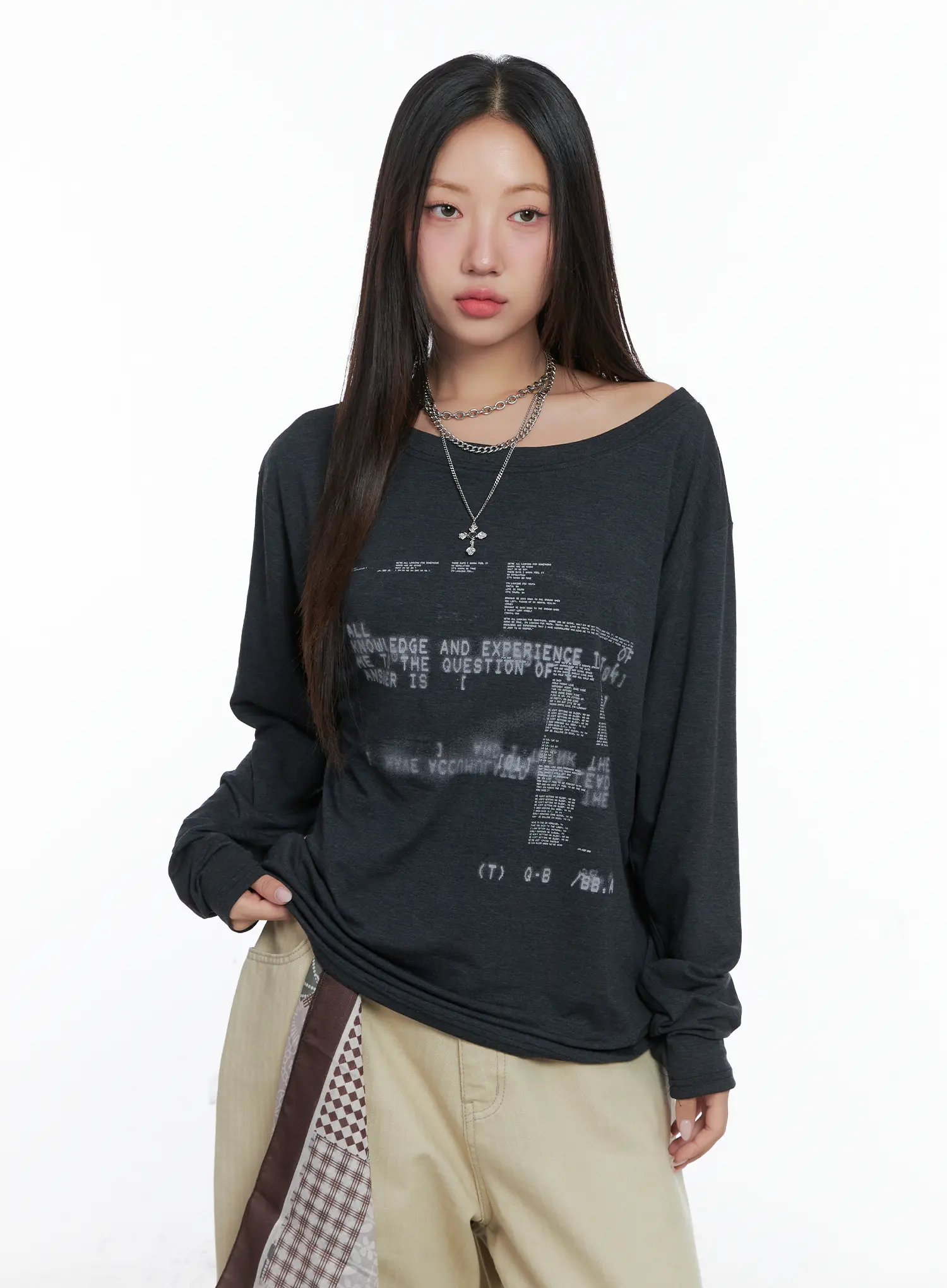 Cyber Graphic White Long Sleeve Tee CS503 - Image 8