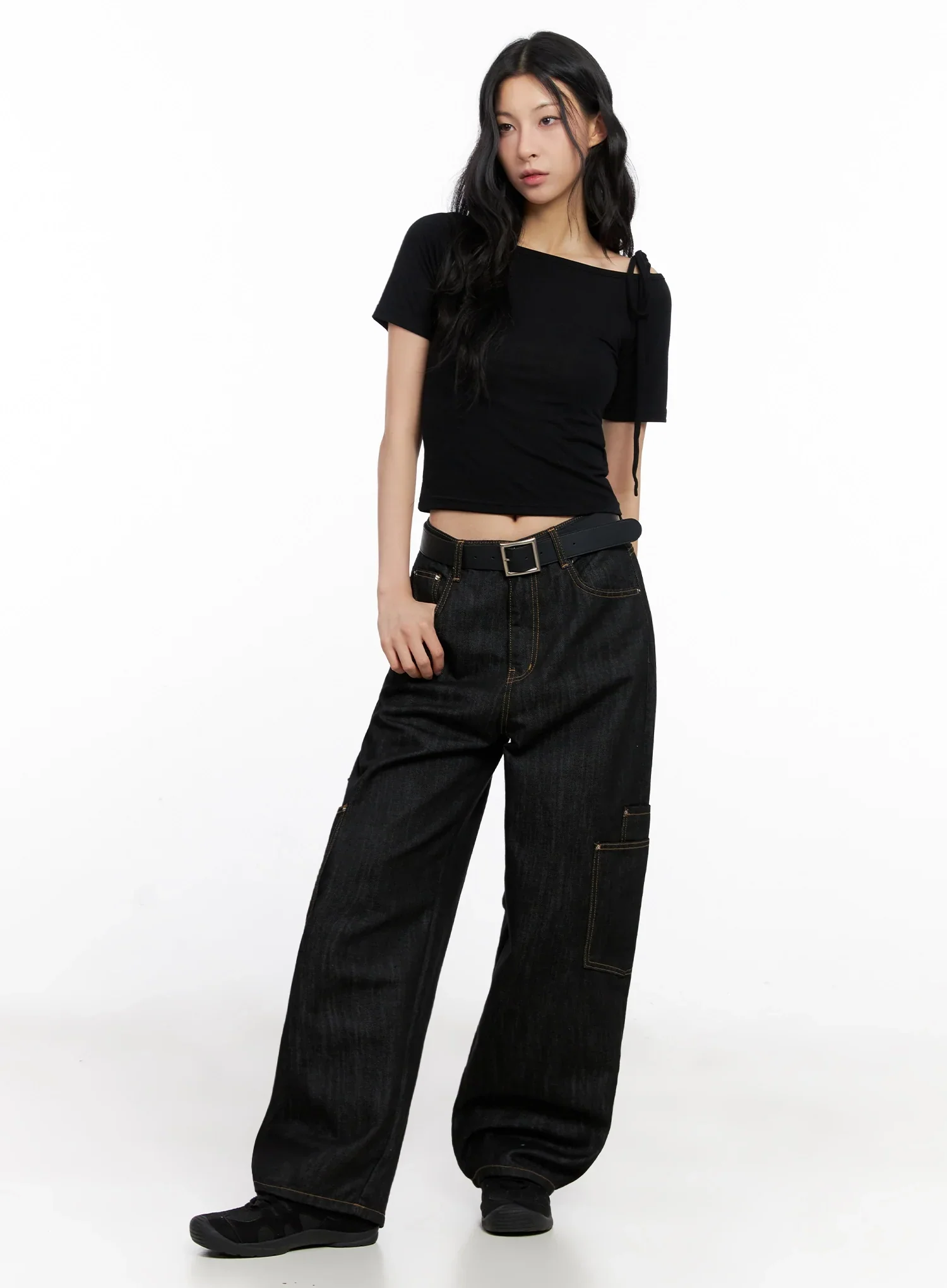 Dahee Wide-Leg Cargo Jeans IG508 - Image 2