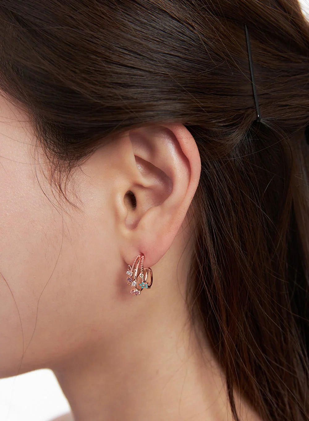 Daisy Triple Flower Stem Earrings IM528 - Image 4