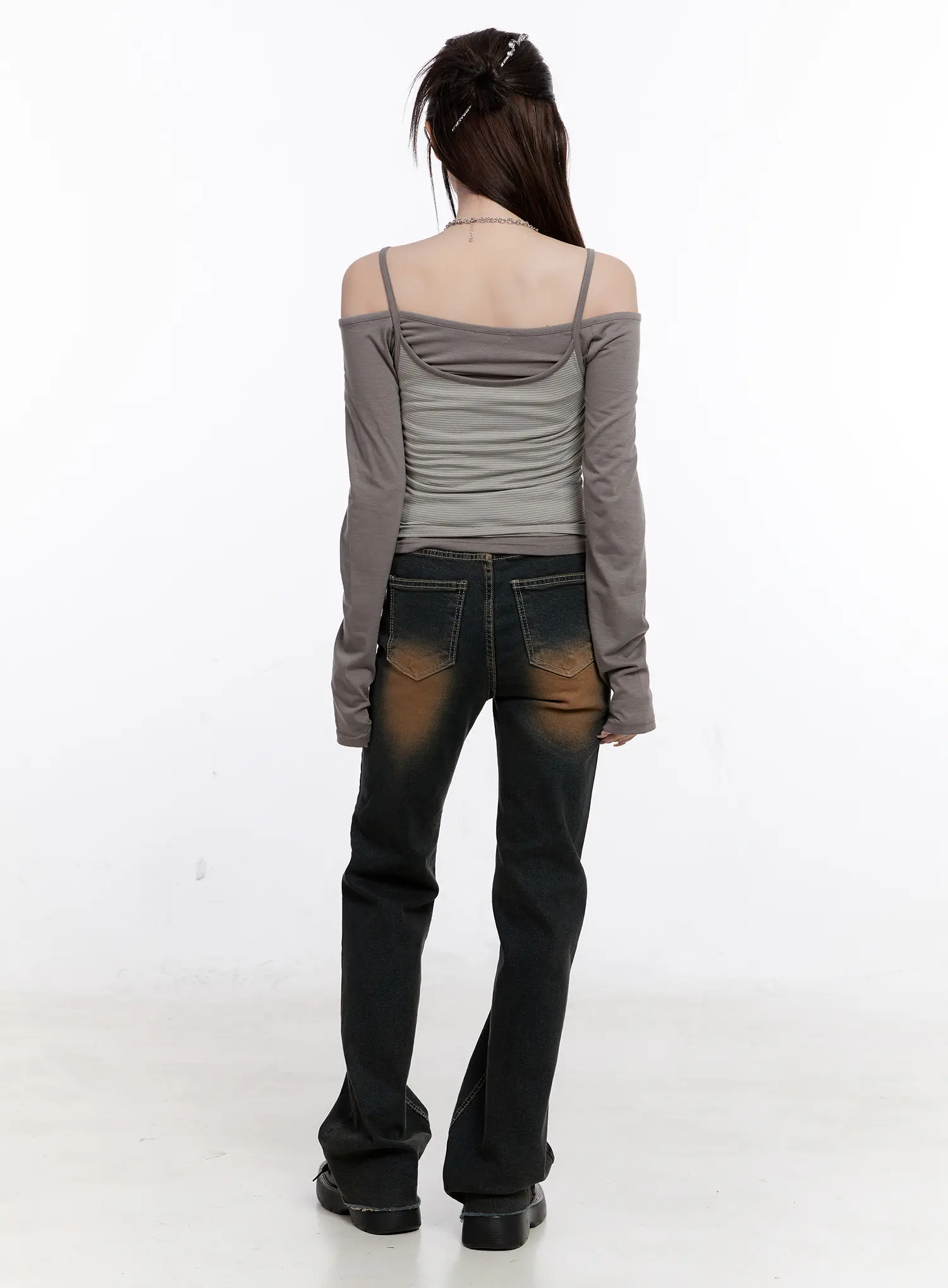 Dalia Vintage Washed Flare Jeans CO501 - Image 8