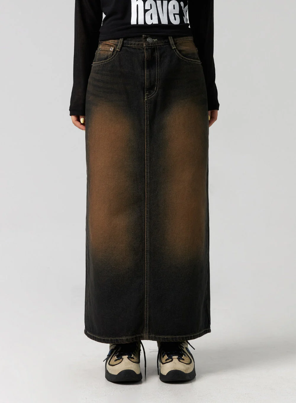 Dark-Washed Denim Maxi Skirt CG327 - Image 2