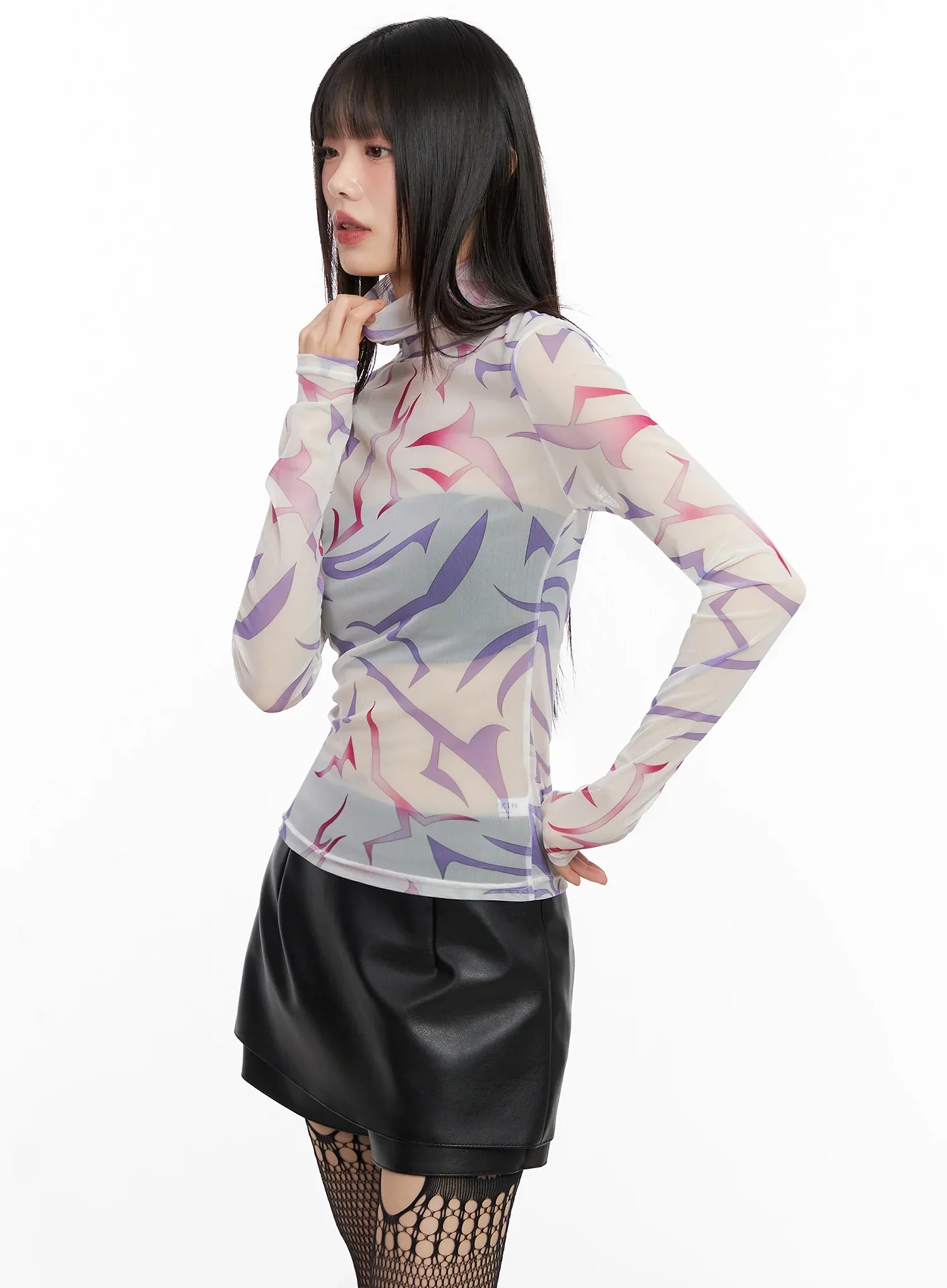 Demon Print Mesh Turtleneck IN503 - Image 4