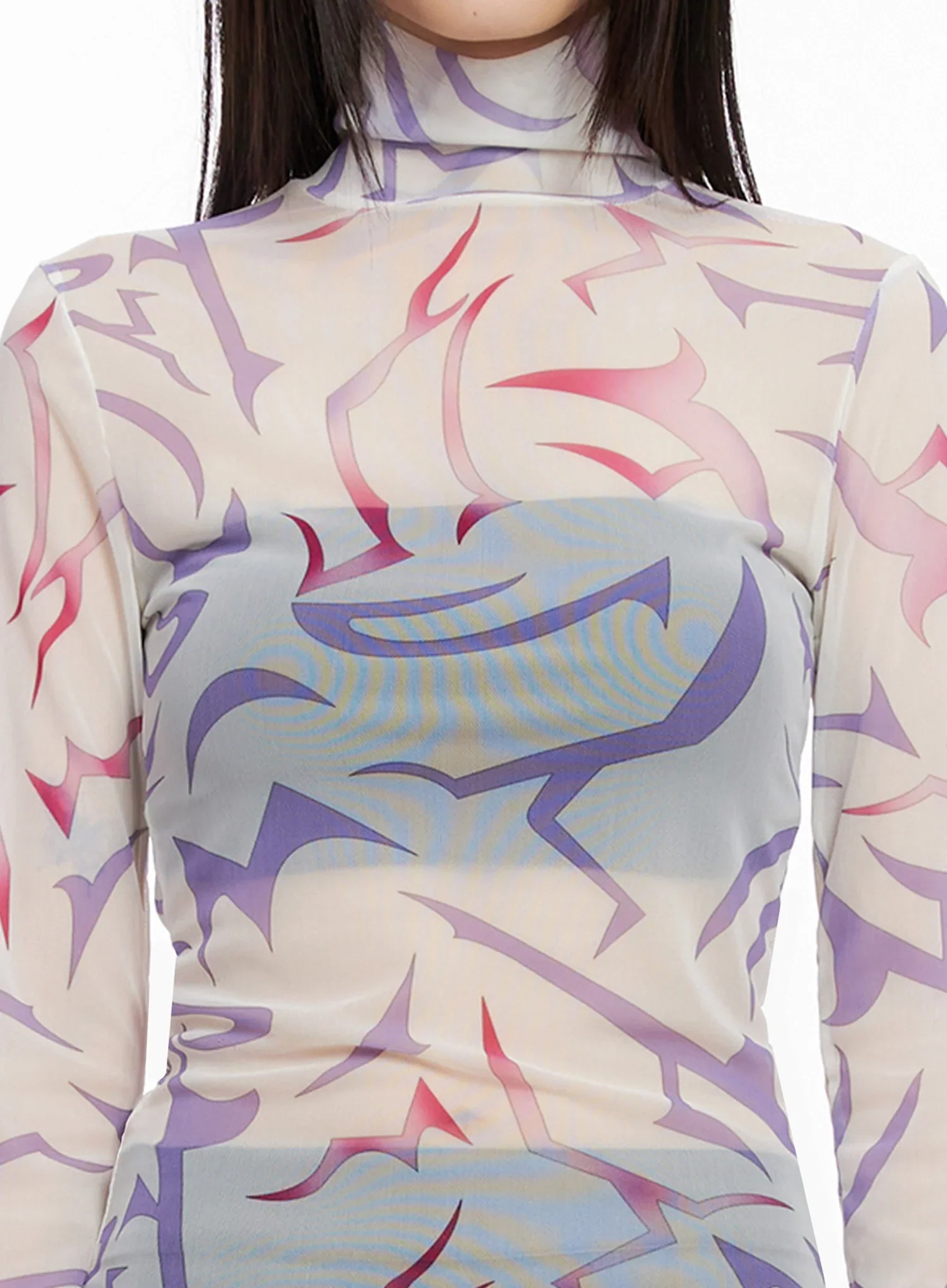 Demon Print Mesh Turtleneck IN503 - Image 6
