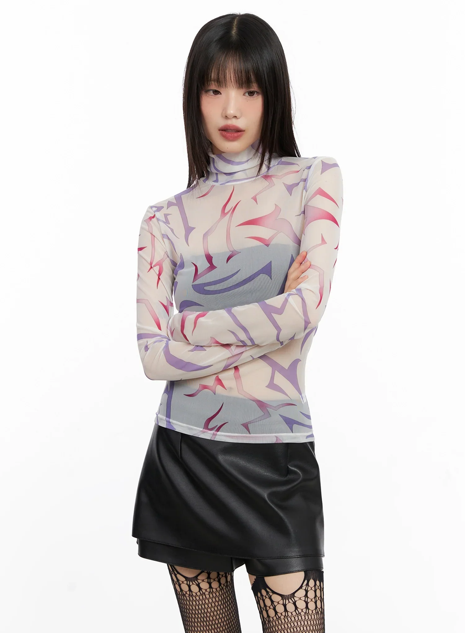 Demon Print Mesh Turtleneck IN503 - Image 7