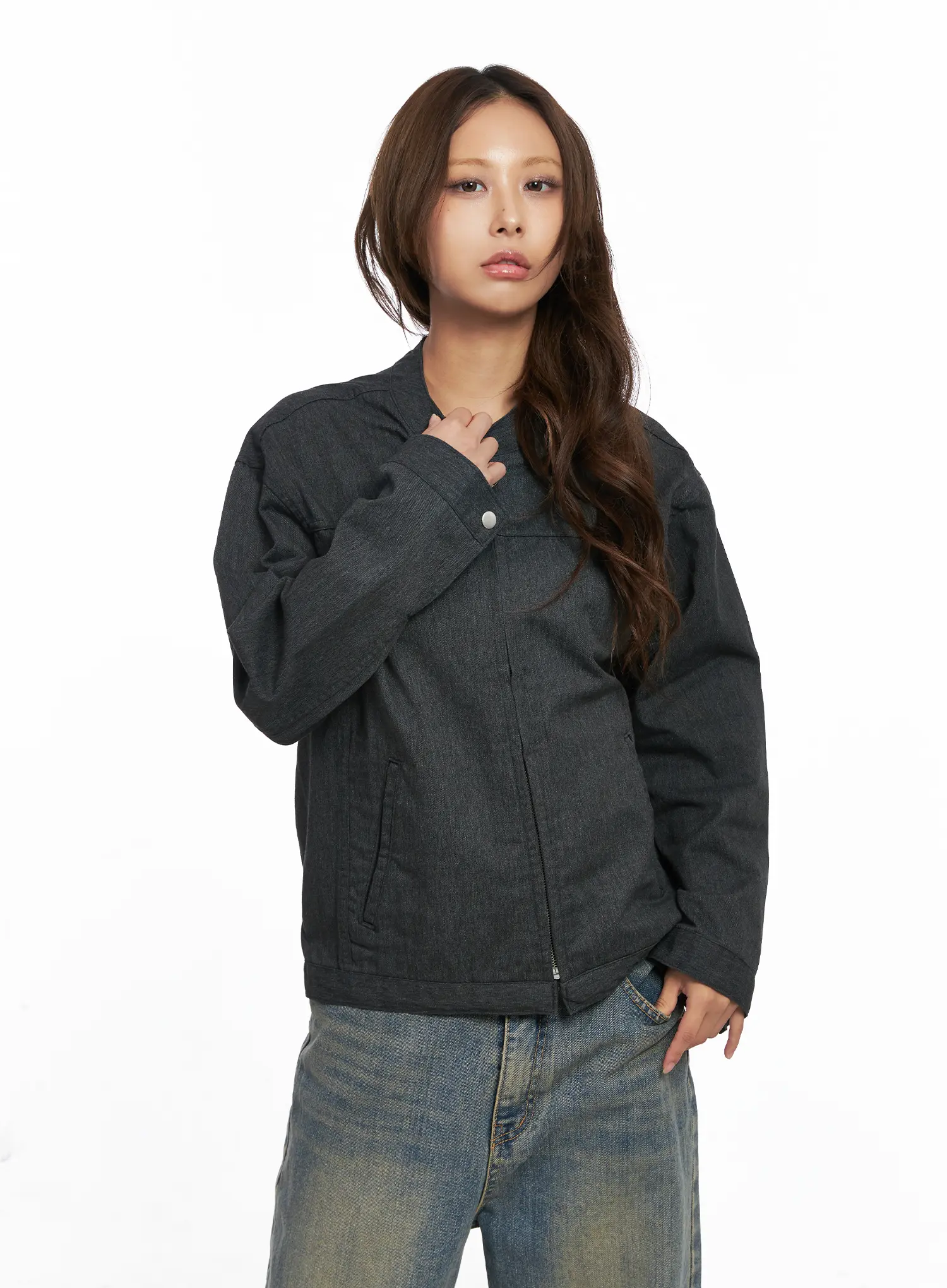 Denim Biker Jacket CO513 - Image 7