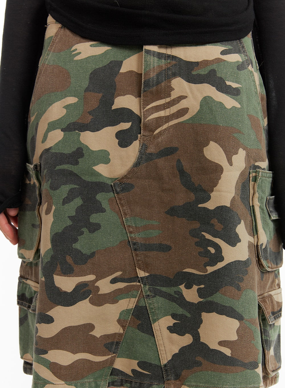 Denim Camo Cargo Midi Skirt CM412 - Image 4