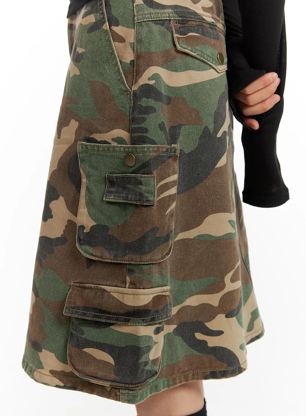 Denim Camo Cargo Midi Skirt CM412 - Image 5
