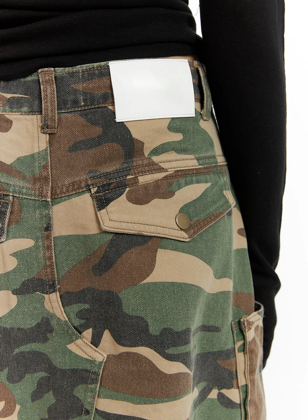Denim Camo Cargo Midi Skirt CM412 - Image 6