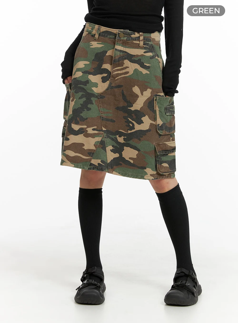 Denim Camo Cargo Midi Skirt CM412 - Image 7