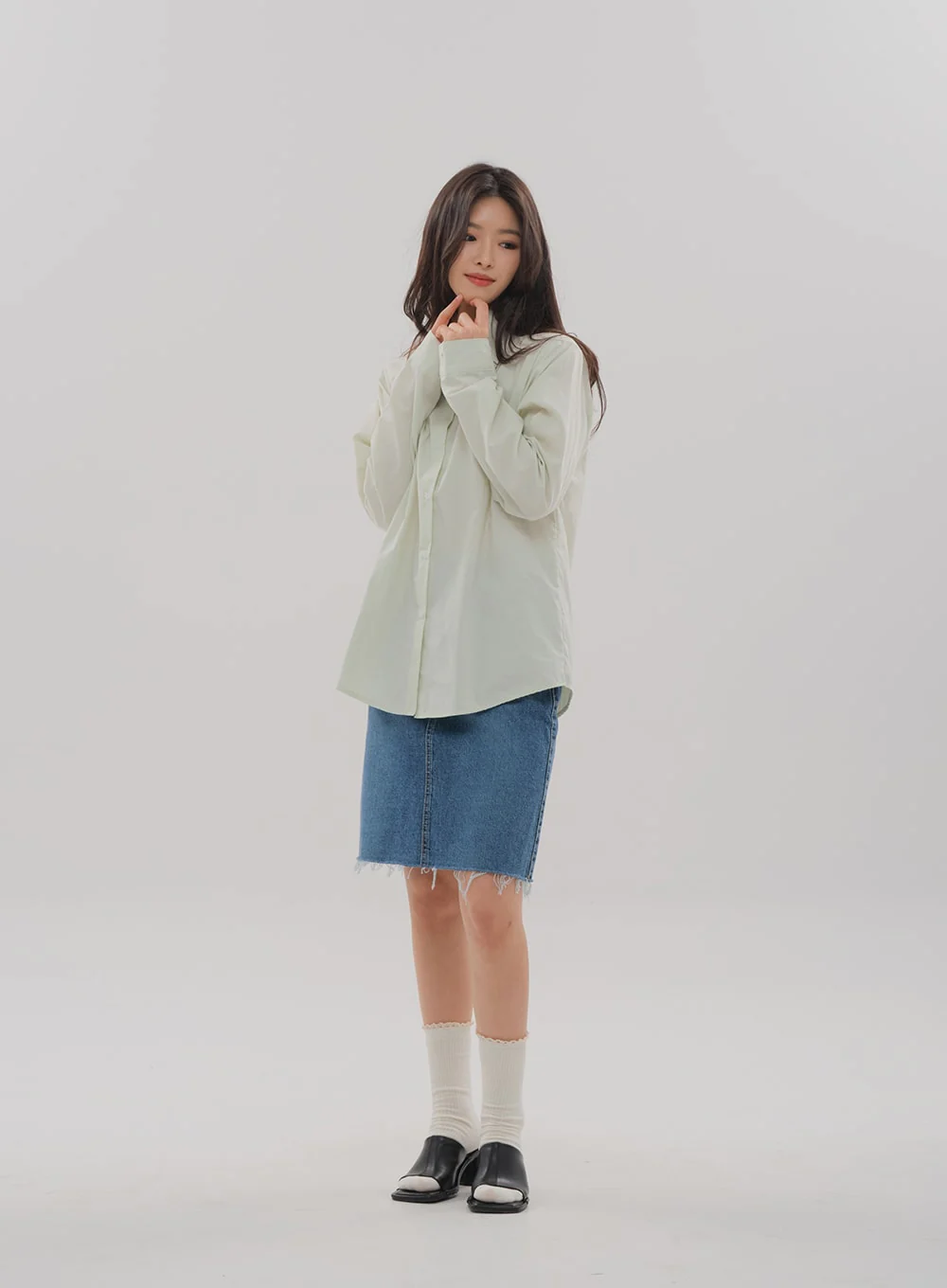 Denim Knee Length Skirt F5 - Image 11