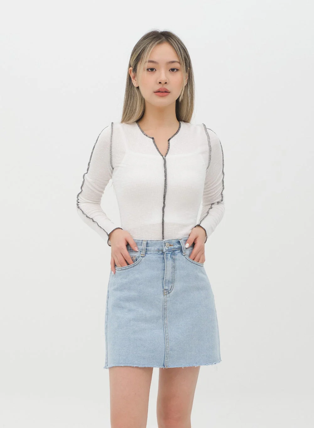 Denim Mini Skirt J28 - Image 14
