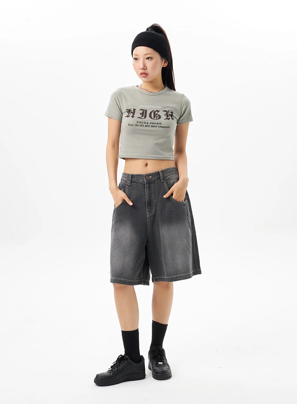 Denim Wide Bermuda Pants CU316 - Image 4
