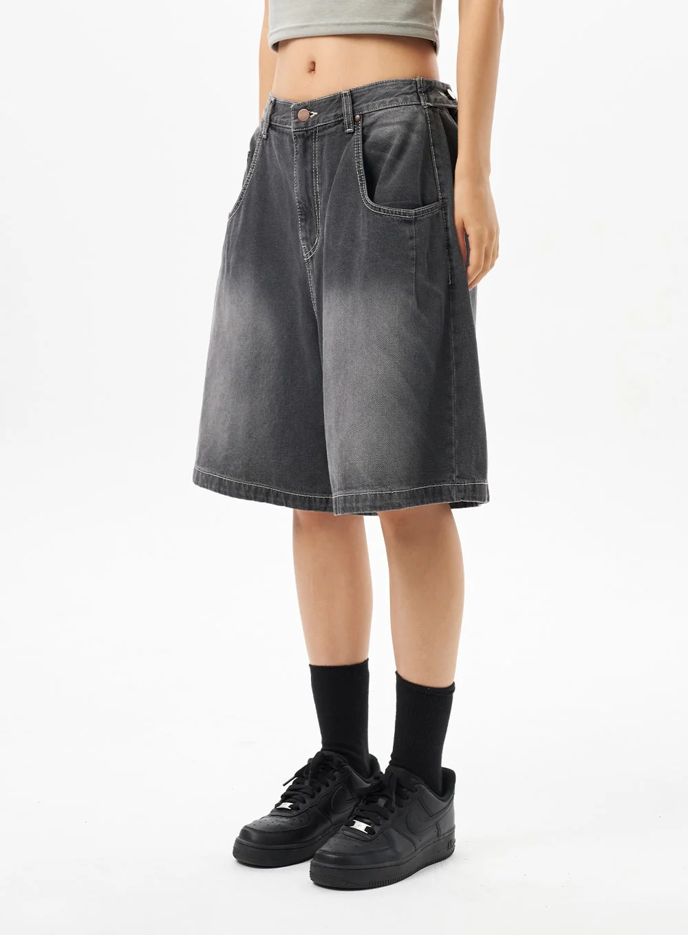 Denim Wide Bermuda Pants CU316 - Image 5