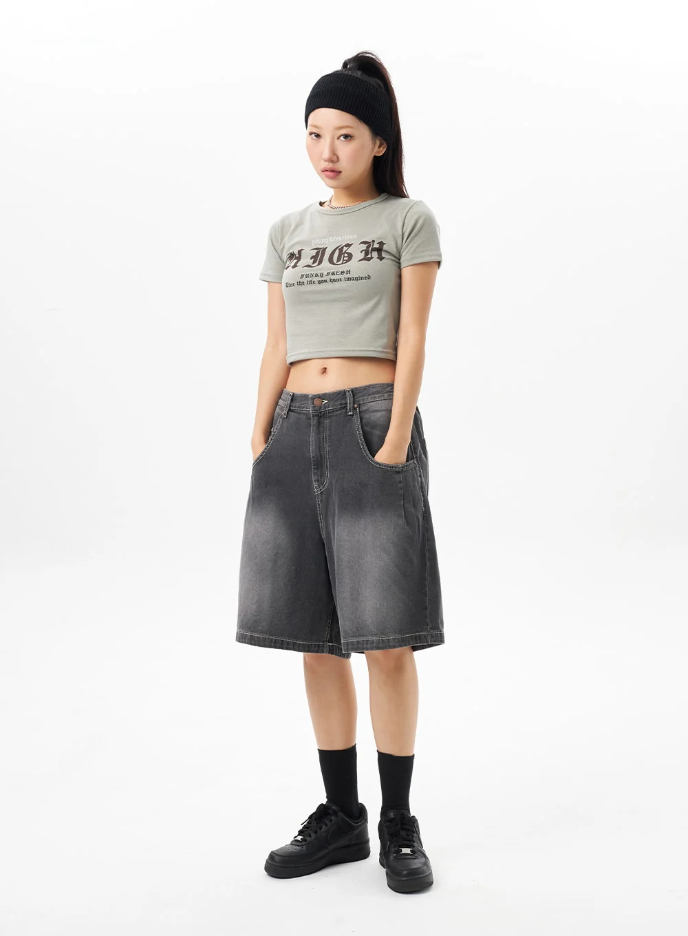 Denim Wide Bermuda Pants CU316 - Image 7