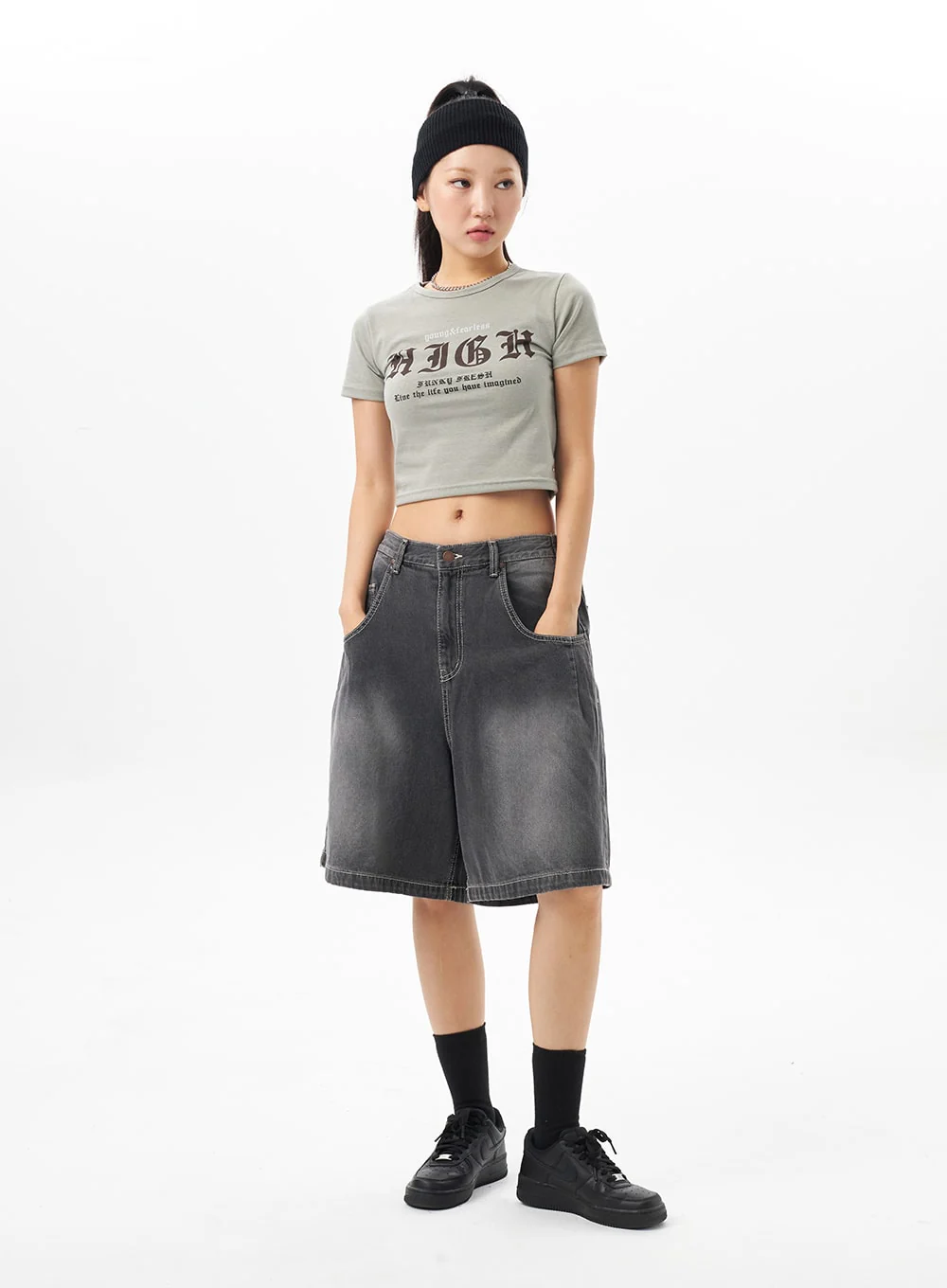 Denim Wide Bermuda Pants CU316 - Image 8