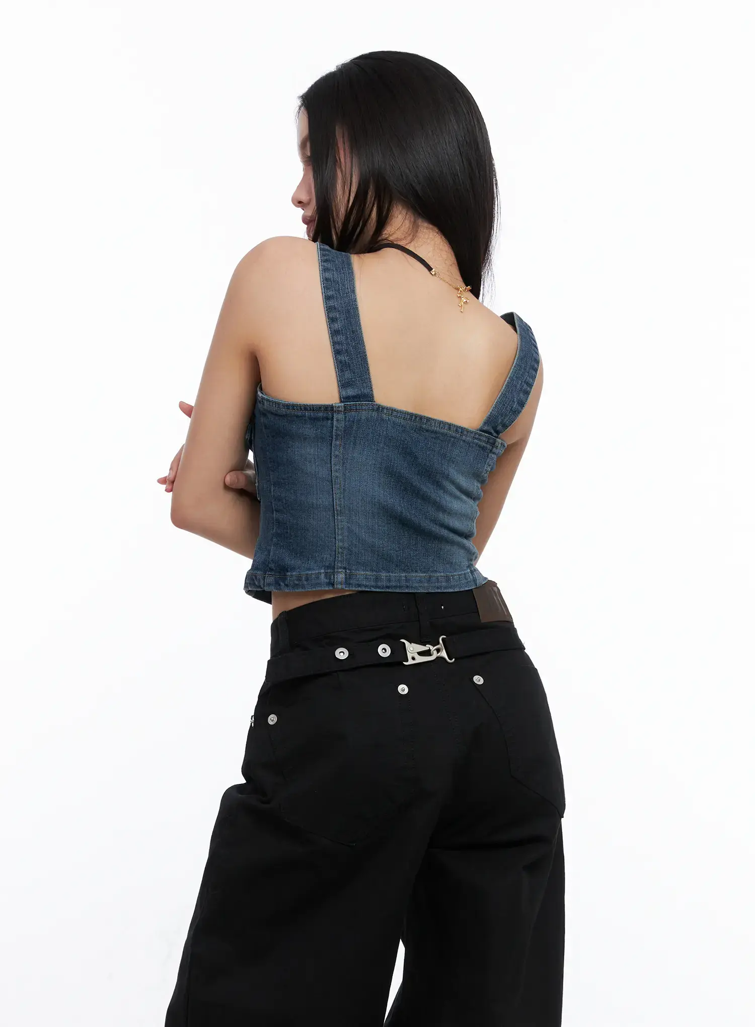 Denim Zip-up Sleeveless Top CS525 - Image 6