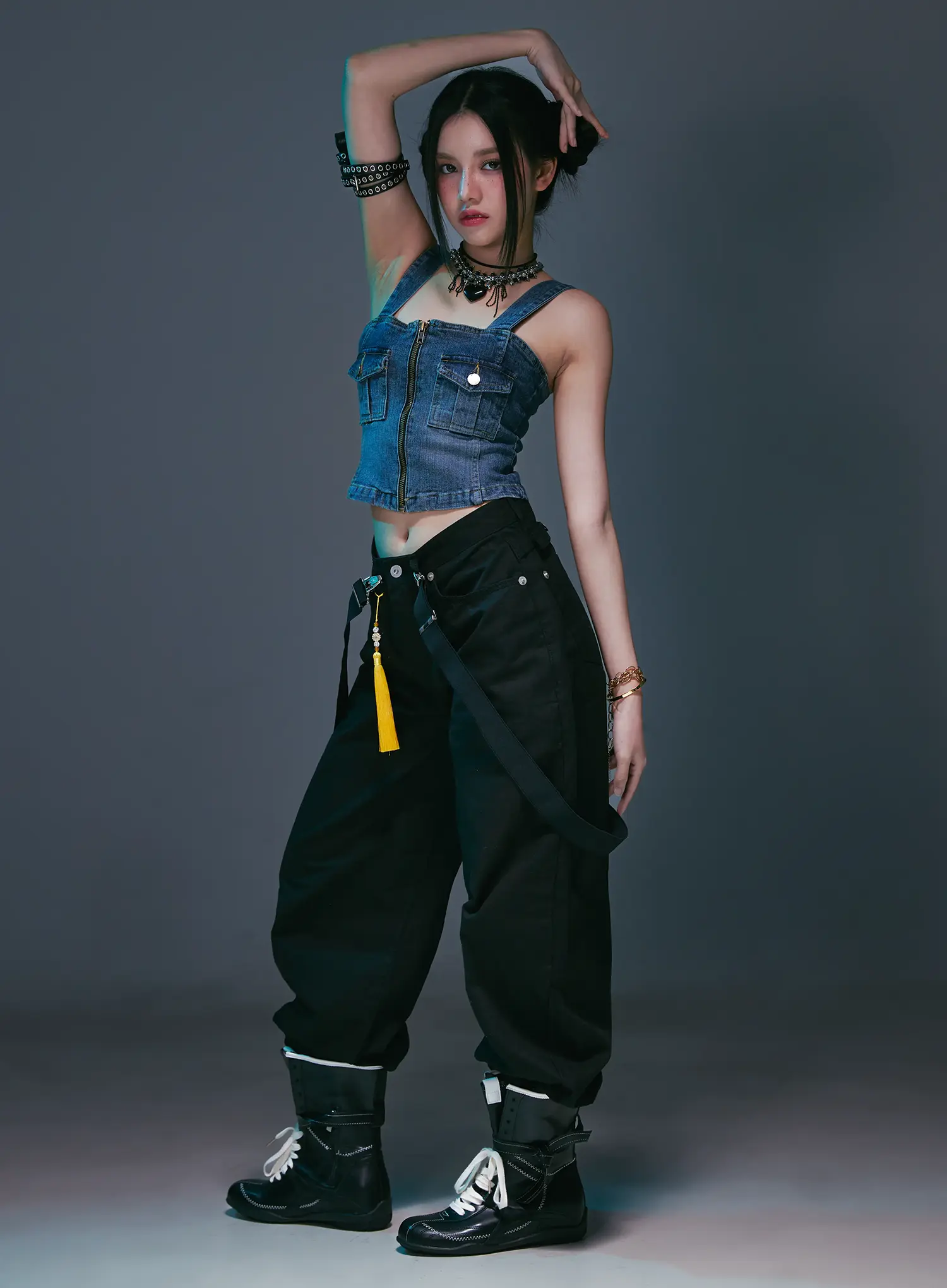 Denim Zip-up Sleeveless Top CS525 - Image 8