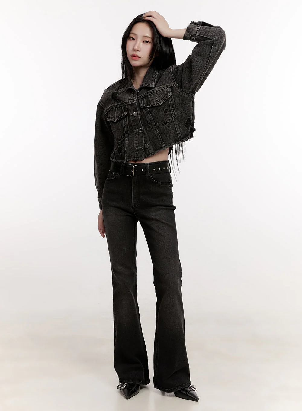 Destroyed Denim Crop Jacket CJ529 - Image 2