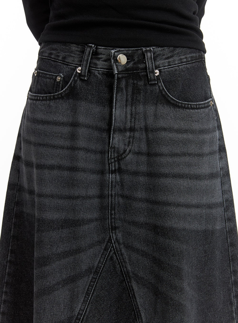 Destroyed Hem Maxi Denim Skirt CM413 - Image 4