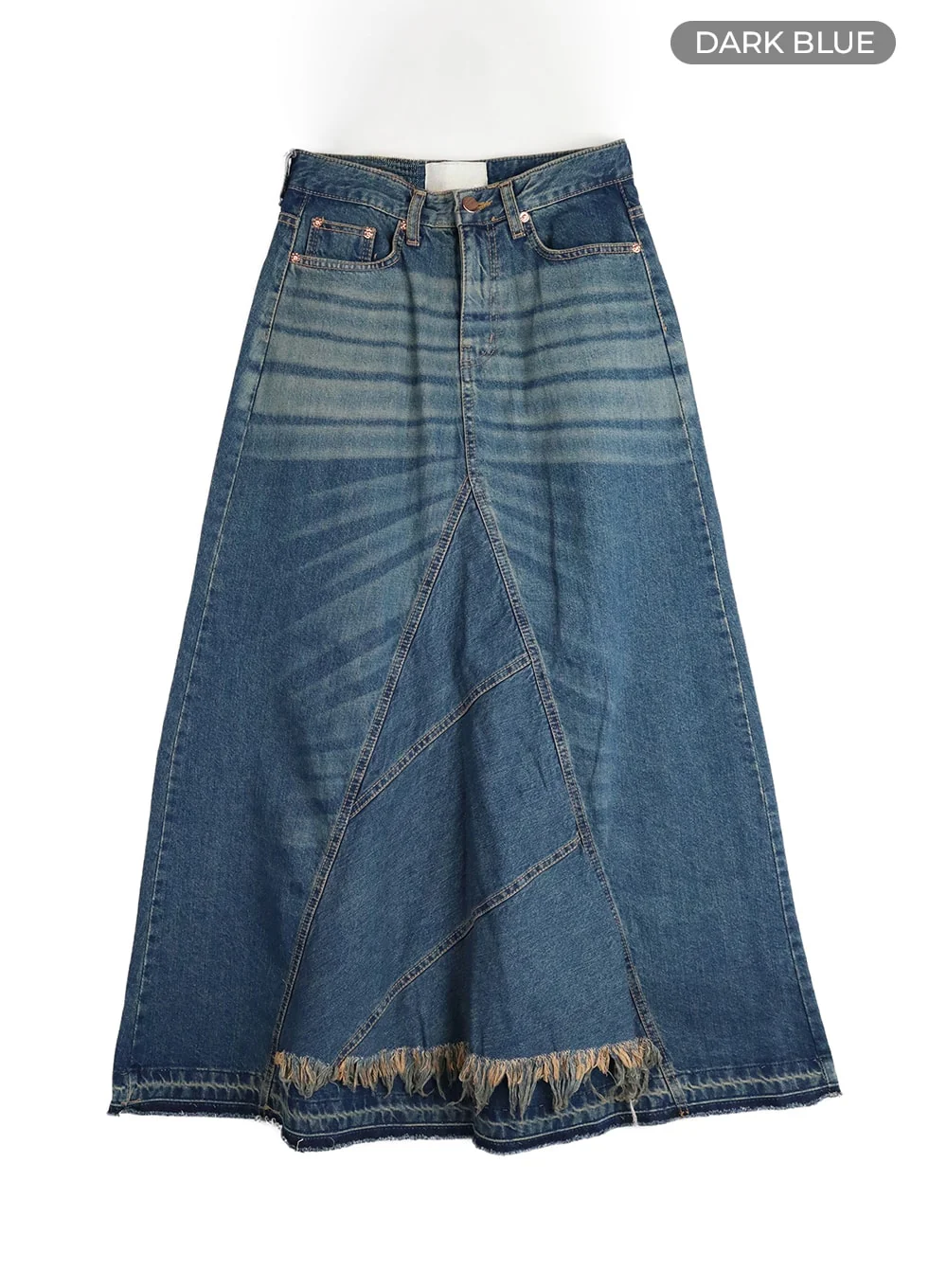 Destroyed Hem Maxi Denim Skirt CM413 - Image 7