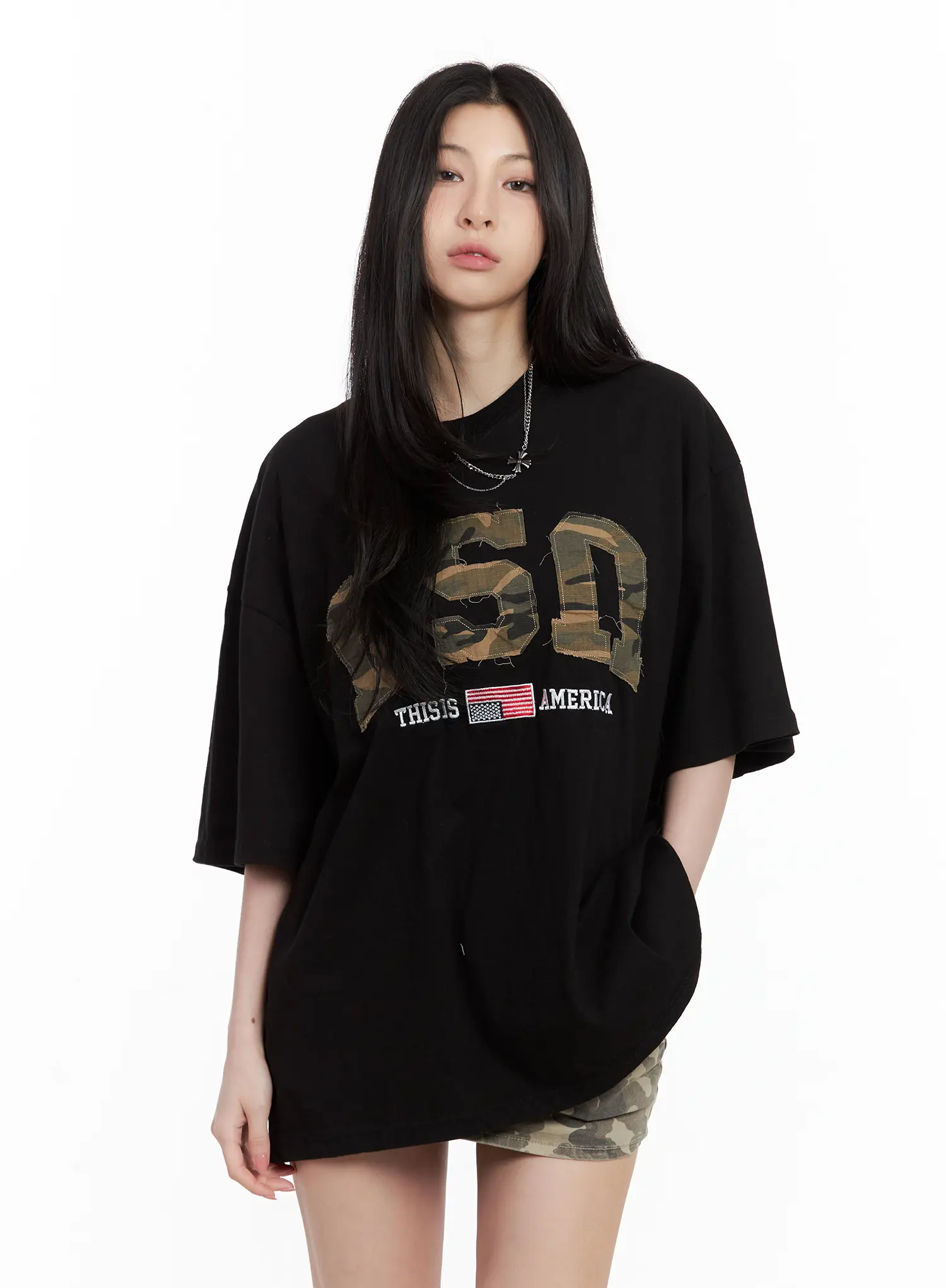 Distressed Camo Oversized Tee CU530 - Image 8