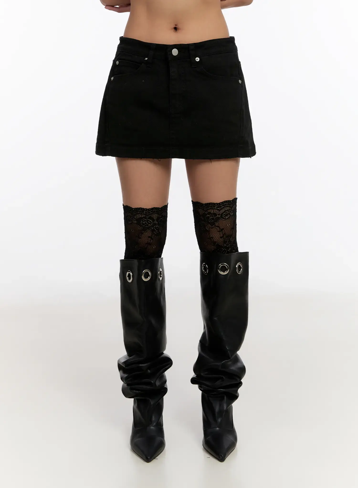 Distressed Cotton Mini Skirt CN527 - Image 9