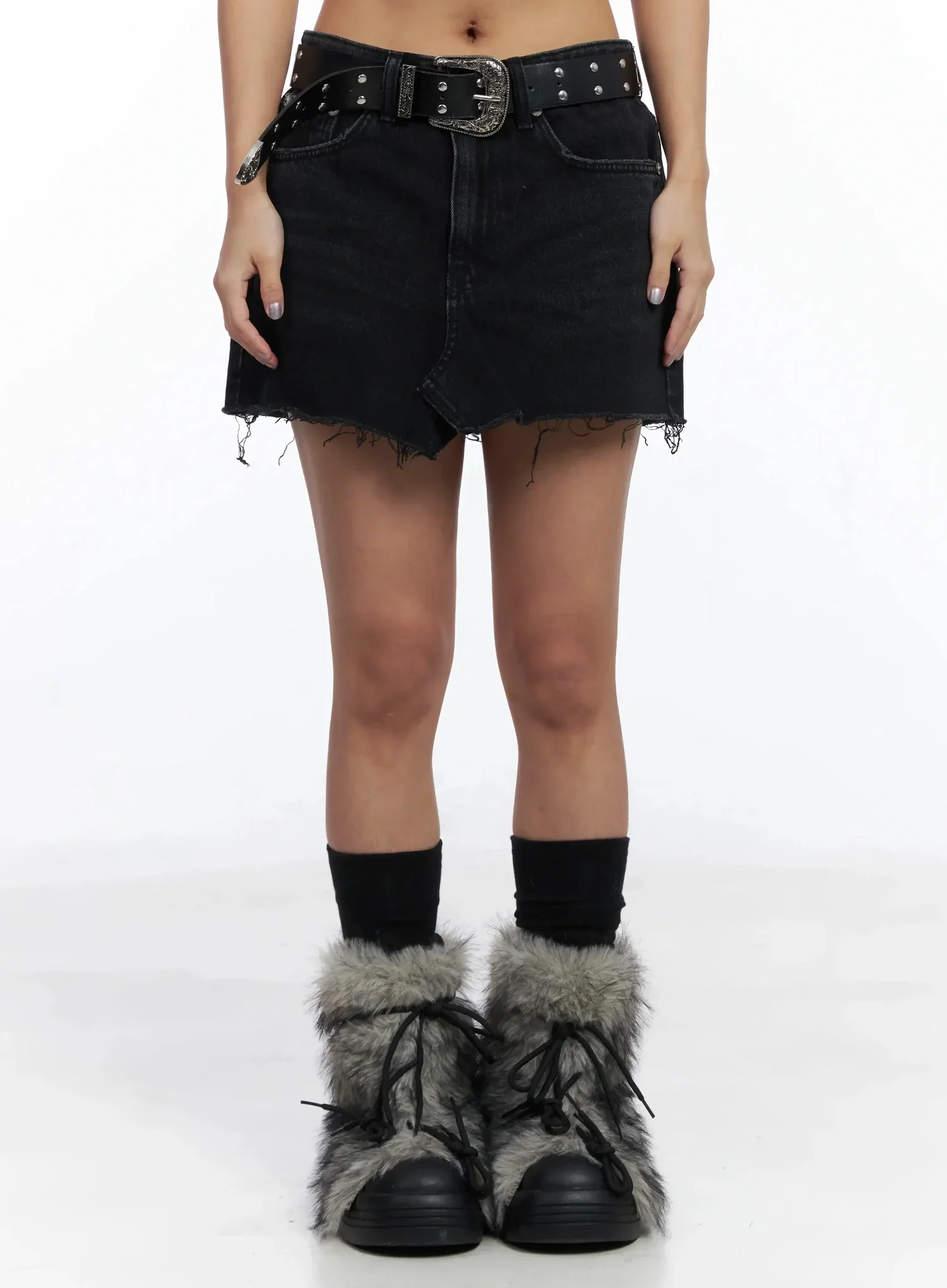 Distressed Denim Mini Skirt IN528